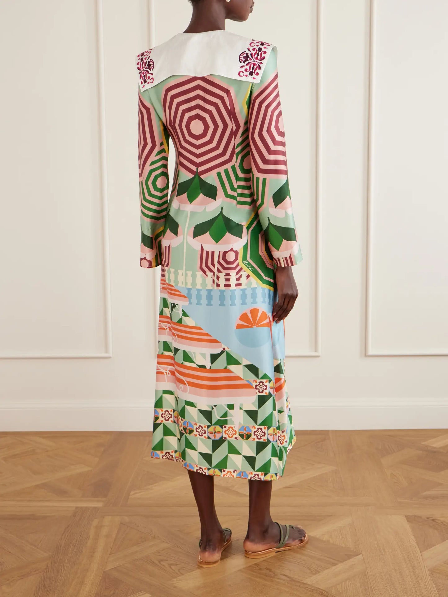 Sofia Printed Silk-blend Satin Midi Dress