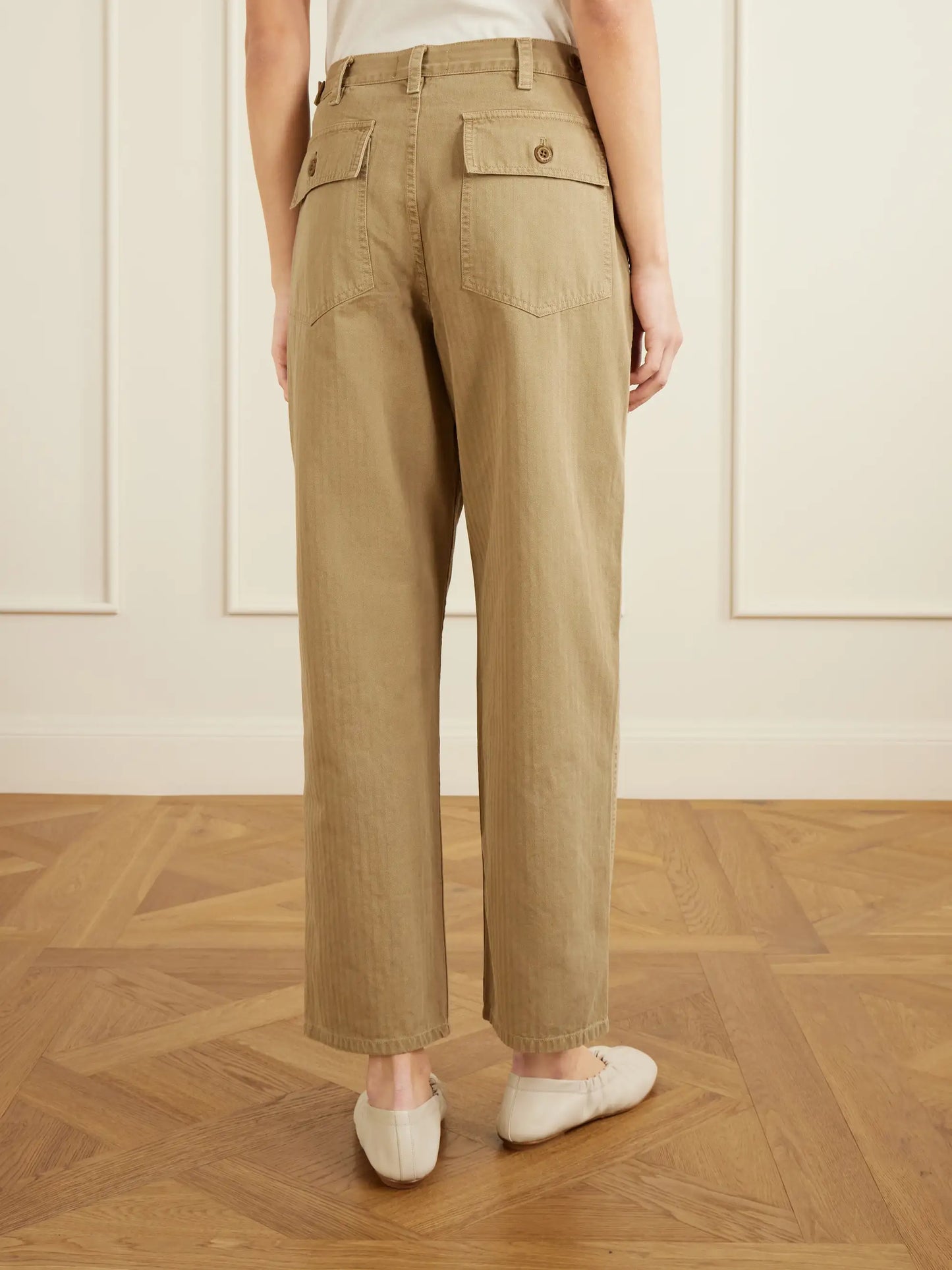 Earl Herringbone Cotton Straight-leg Pants