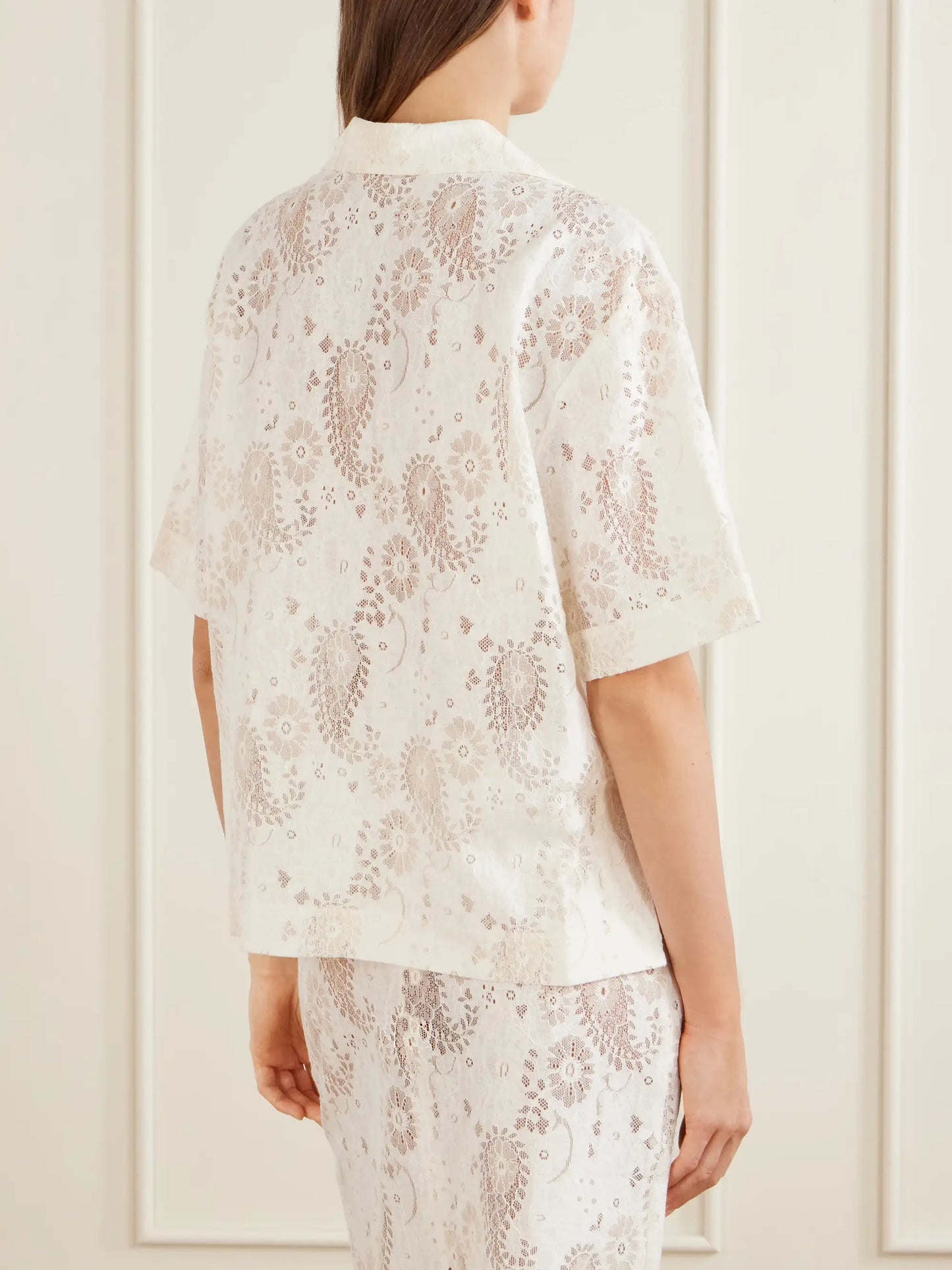 Embroidered Linen-blend Lace Shirt
