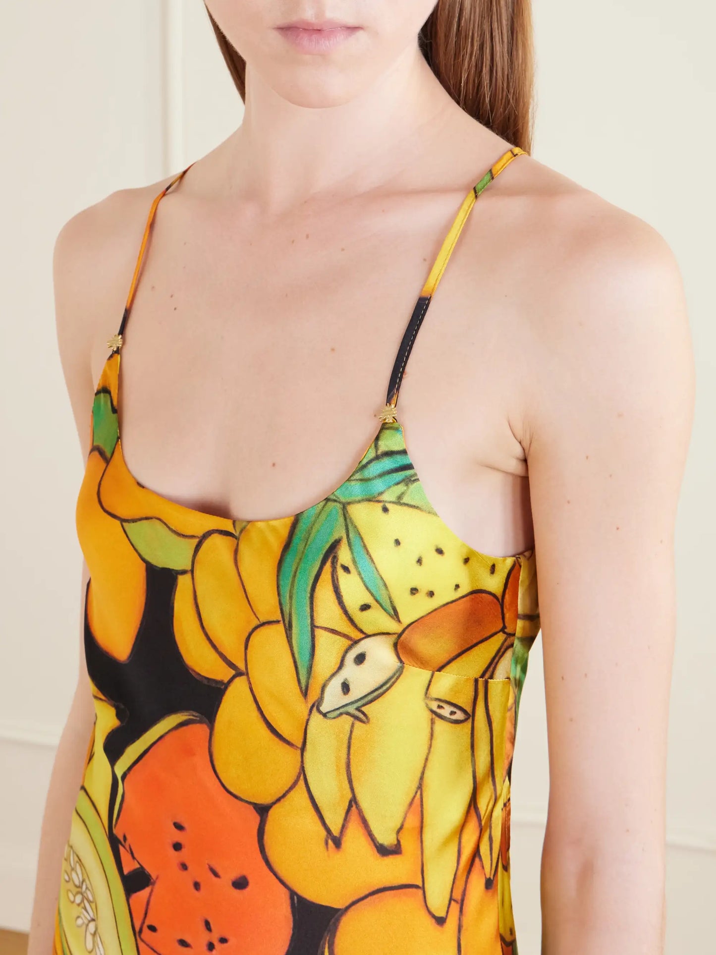 Frutas Printed Silk-blend Satin Maxi Dress
