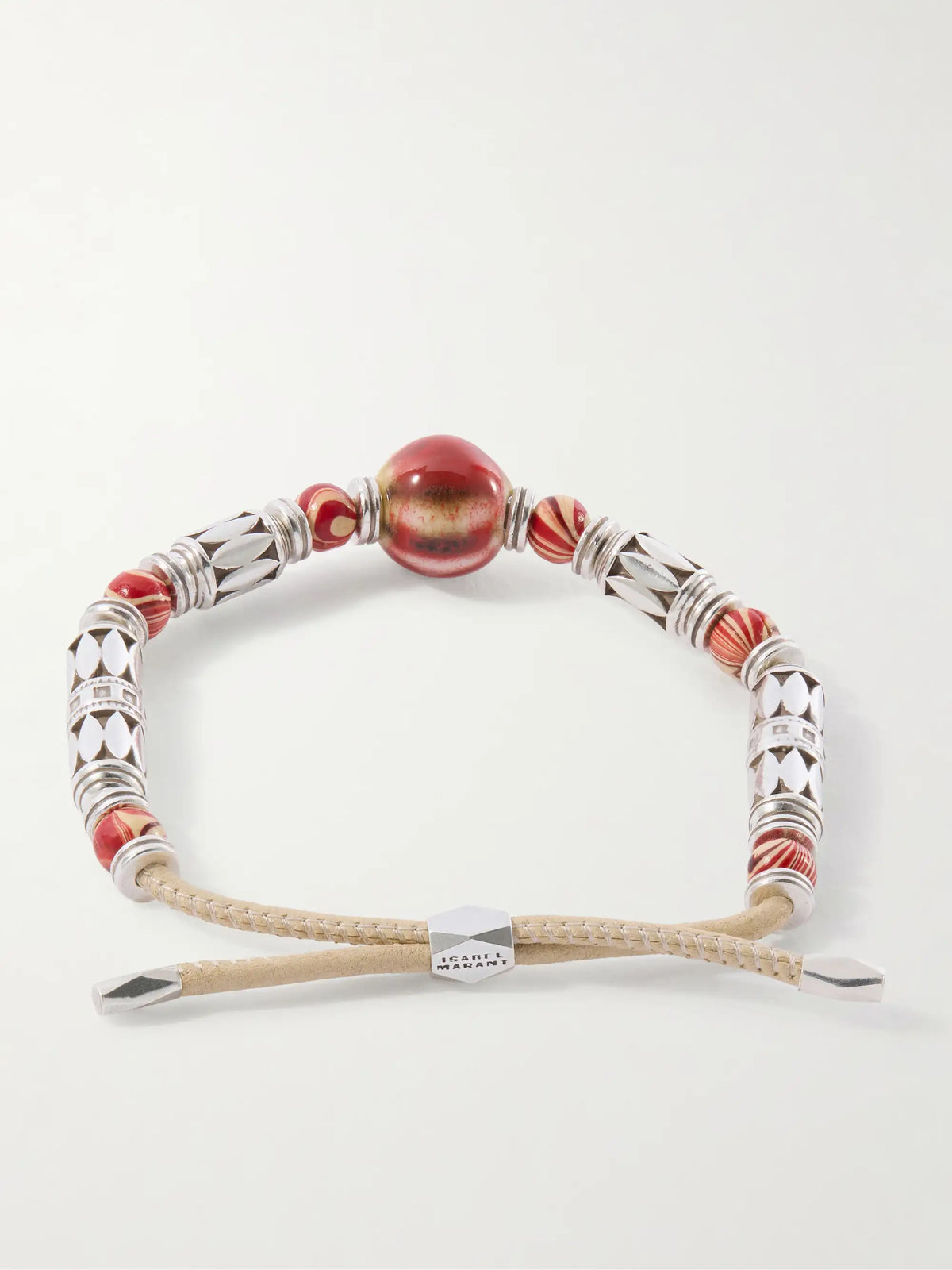 Janis Wood, Ceramic And Leather Beaded Bracelet