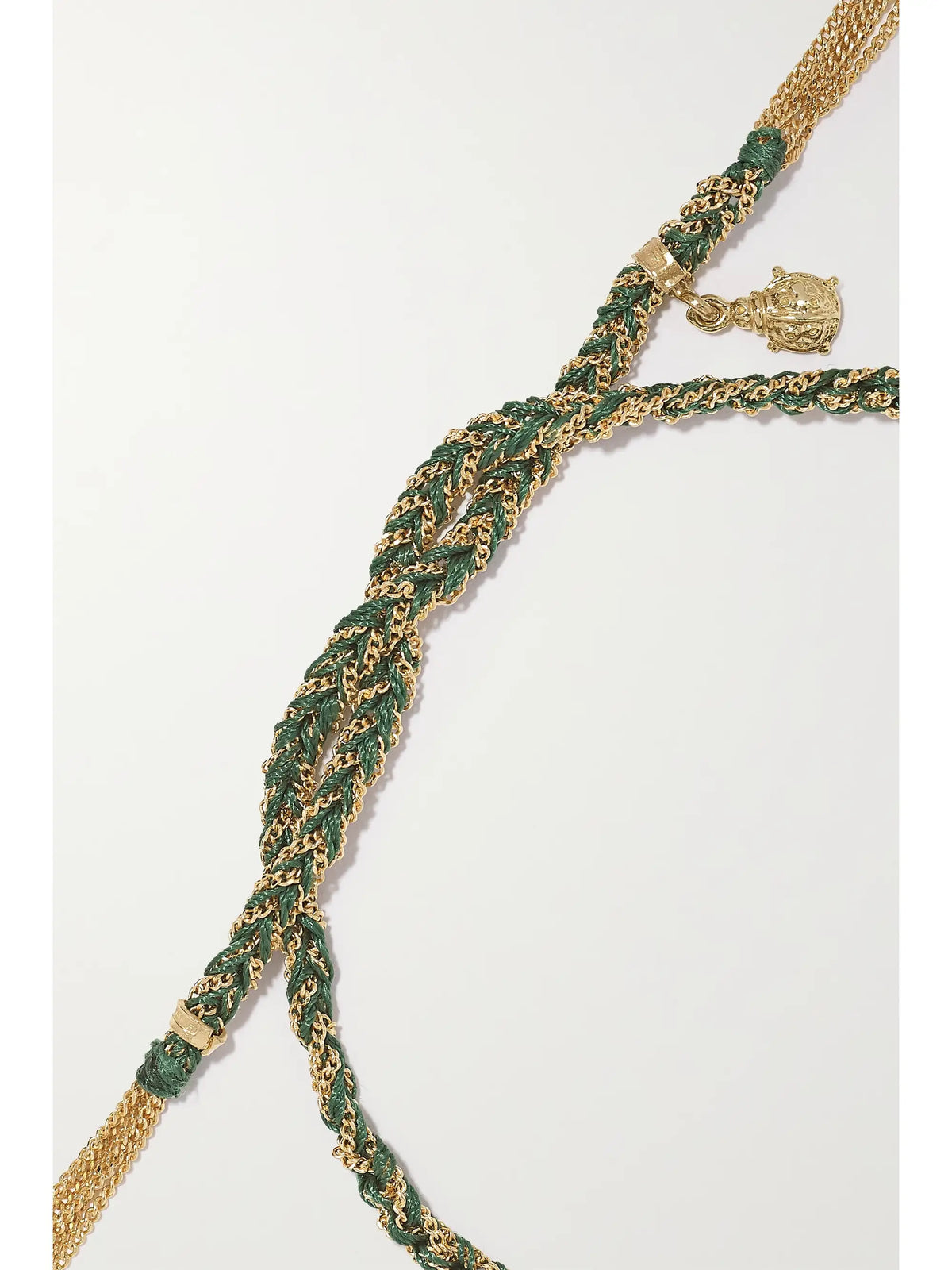 Lucky Fortune + Ladybug 18-karat Gold And Silk Bracelet