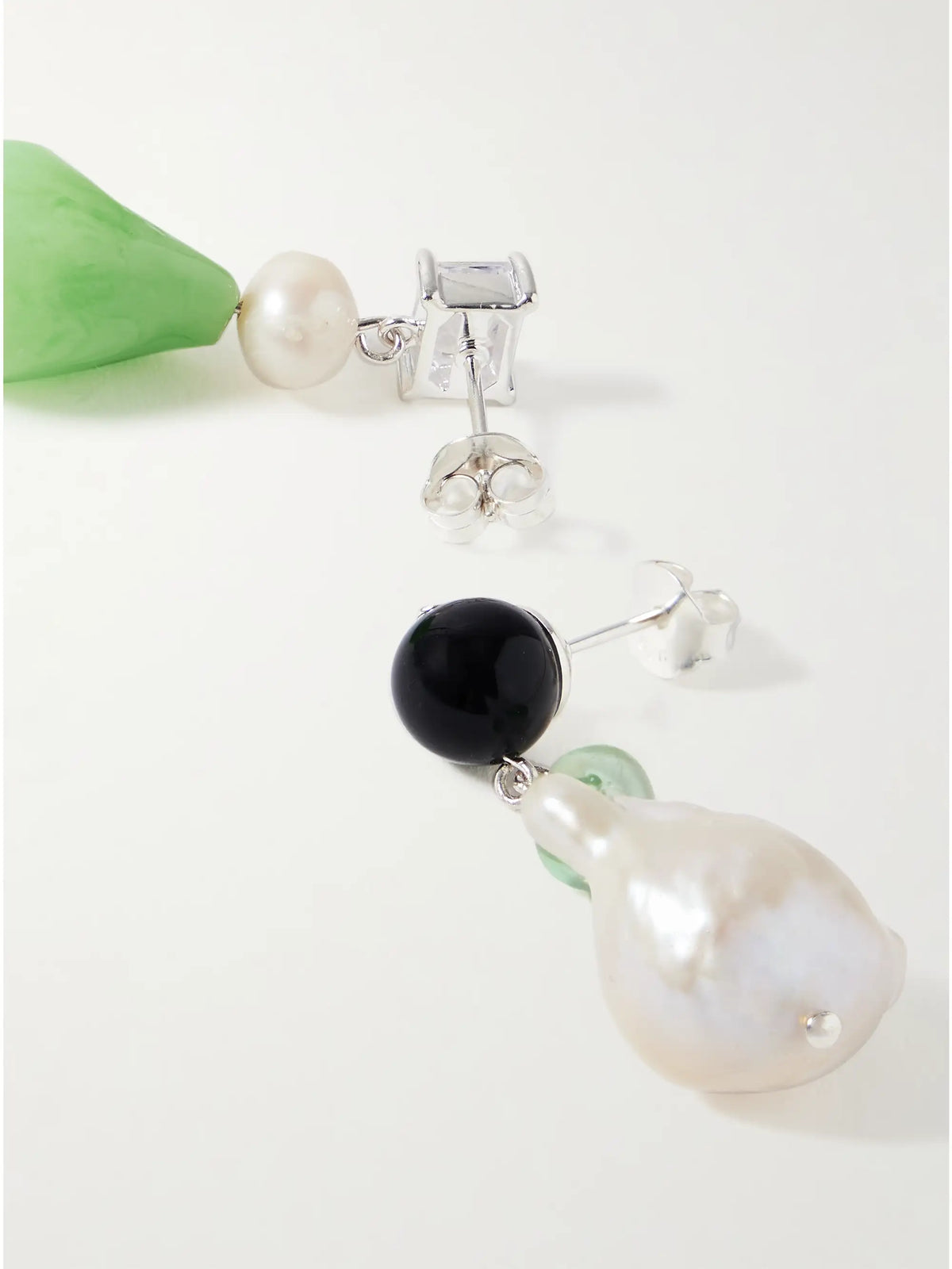 Bio-resin, Recycled Silver, Cubic Zirconia And Pearl Earrings