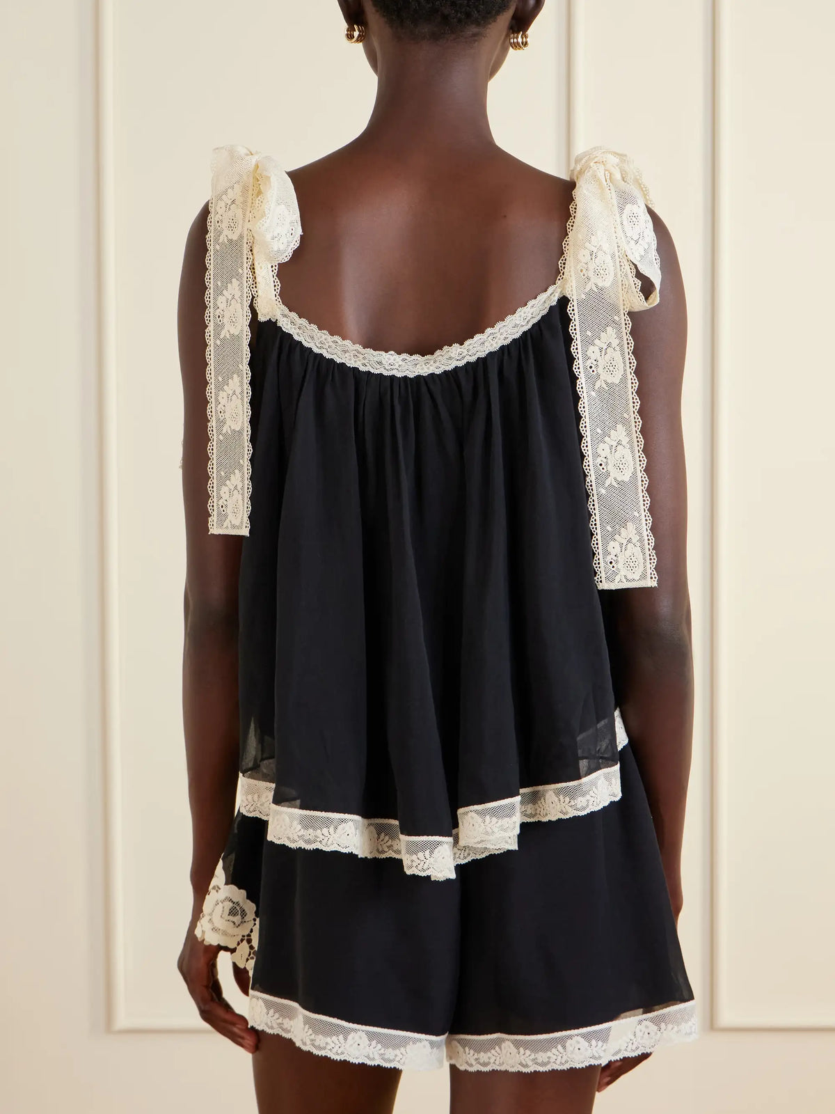 Roselight Lace-trimmed Cotton And Silk-blend Cami Top