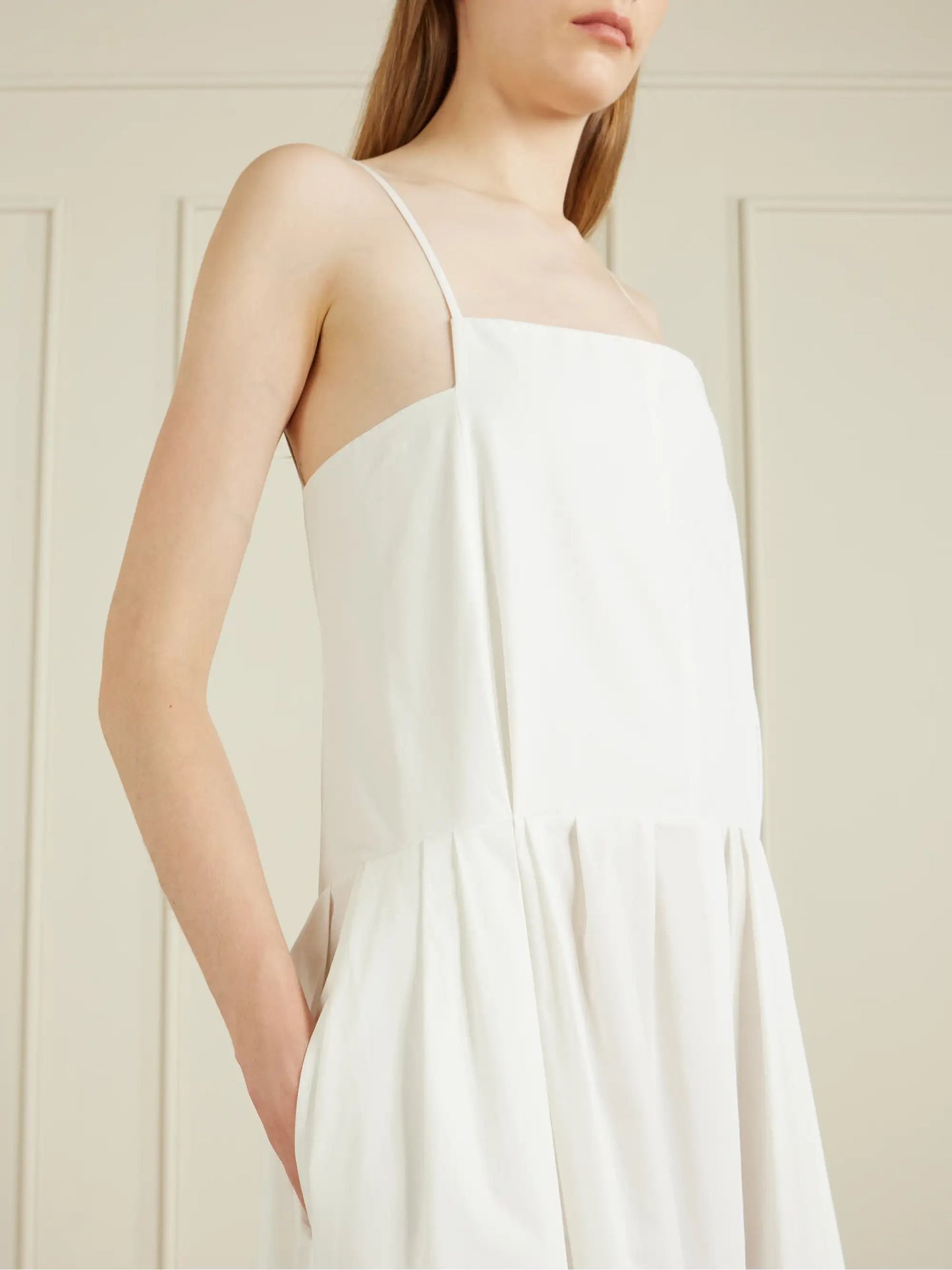 Adira Pleated Cotton-poplin Midi Dress