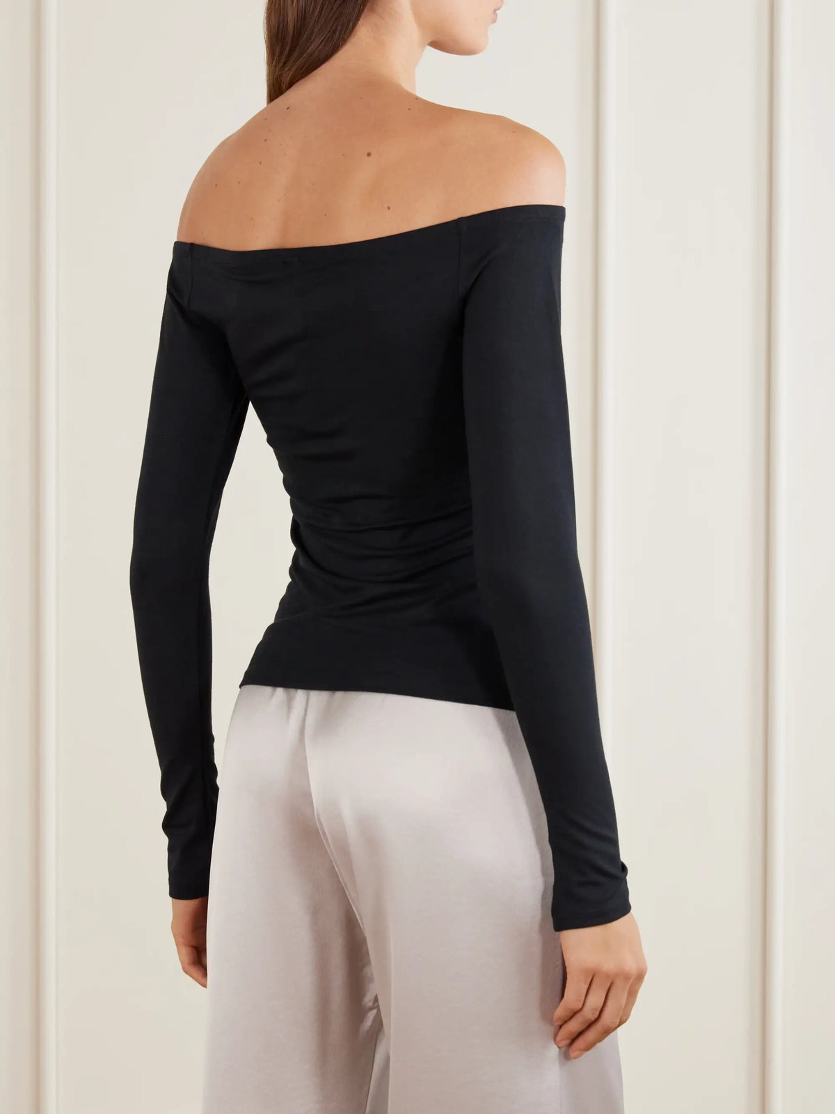 SKIMS Smooth Layers Off-the-shoulder Top - Obsidian