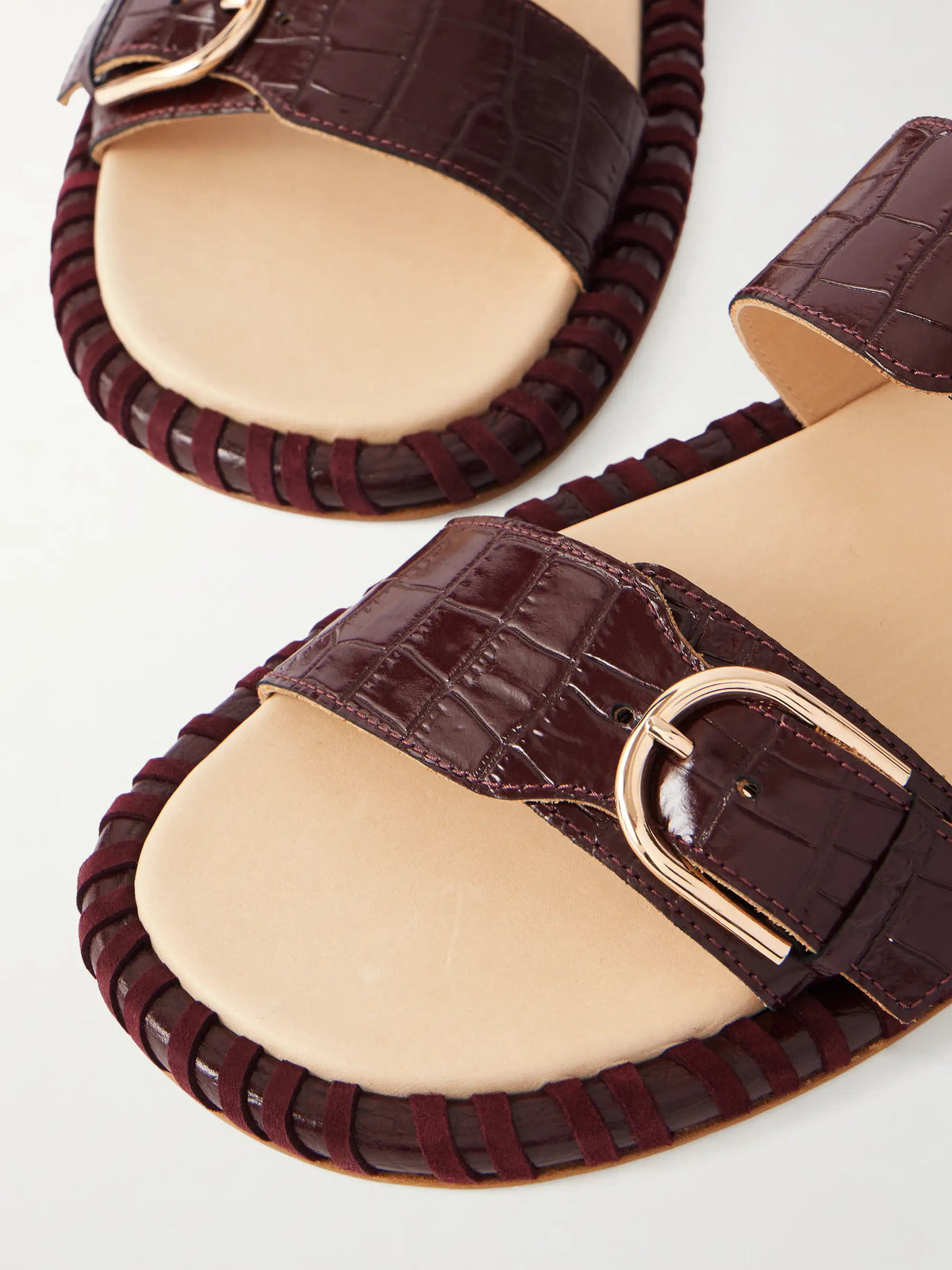 Sage Croc-effect Leather Flats