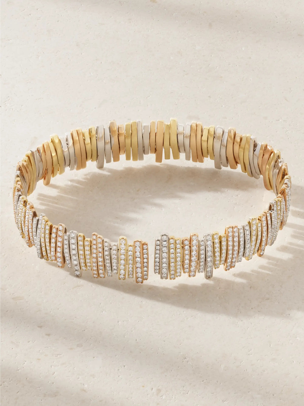 18-karat White, Rose And Yellow Gold Diamond Bangle