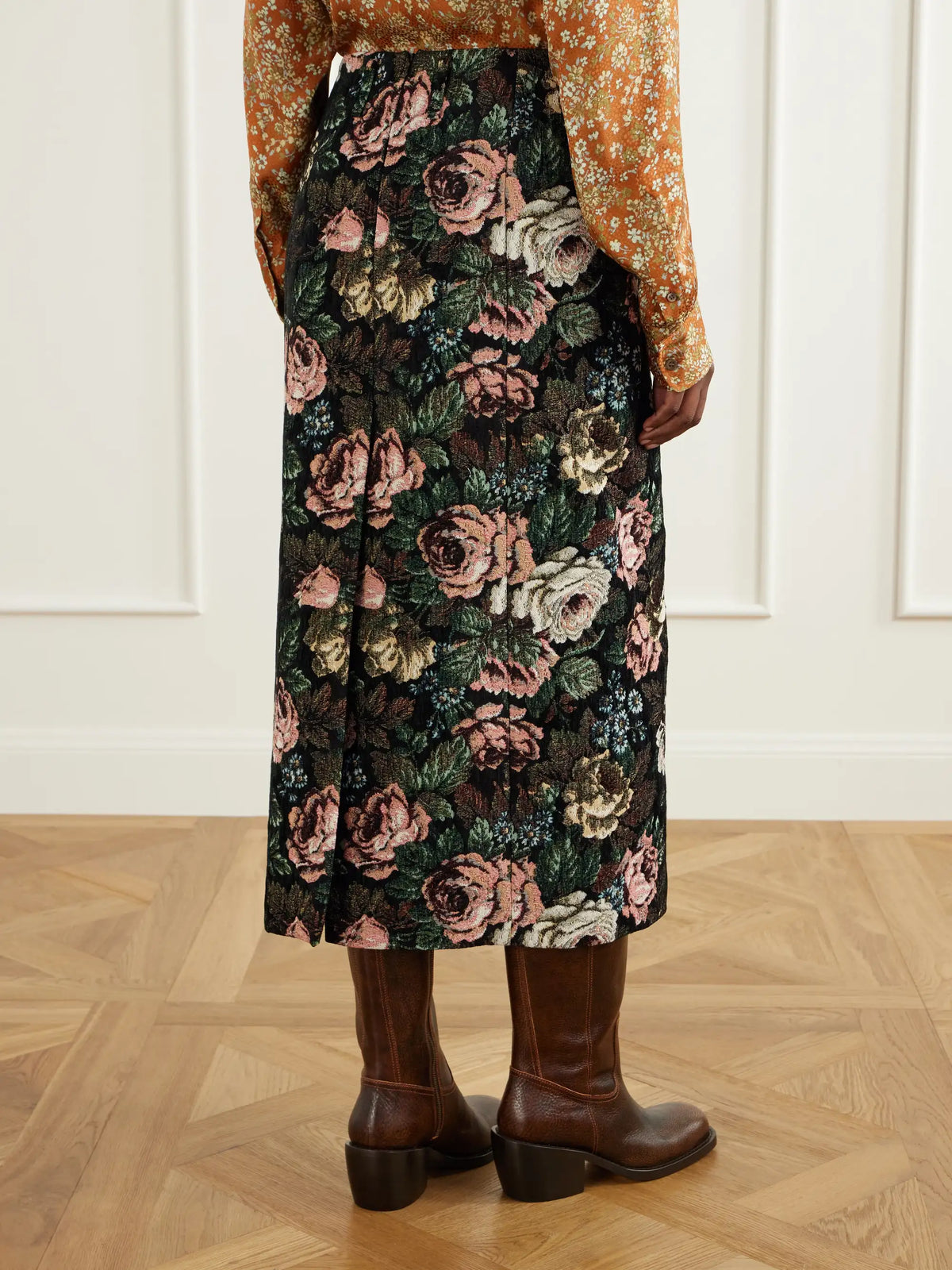Dries Van Noten Floral-jacquard Midi Skirt