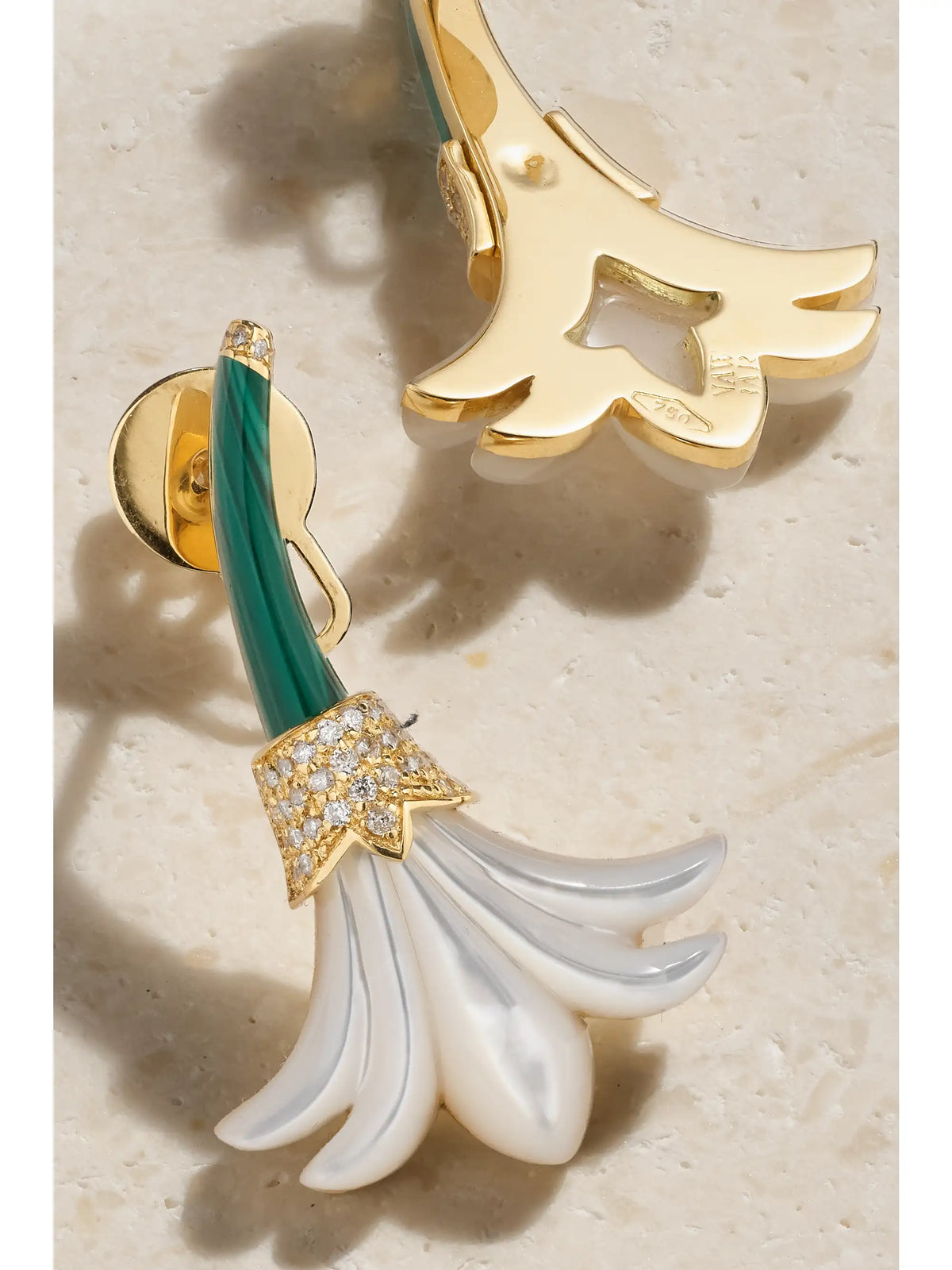 Small Flower 18-karat Gold Multi-stone Earrngs