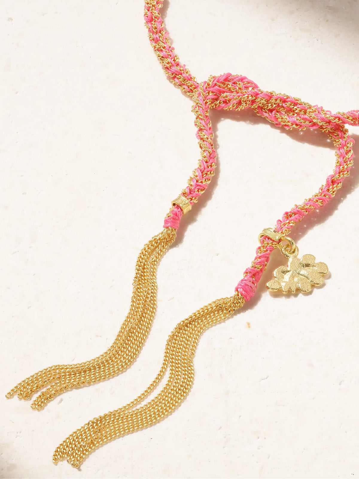 Lucky Dream + Cloud 18-karat Gold And Silk Bracelet