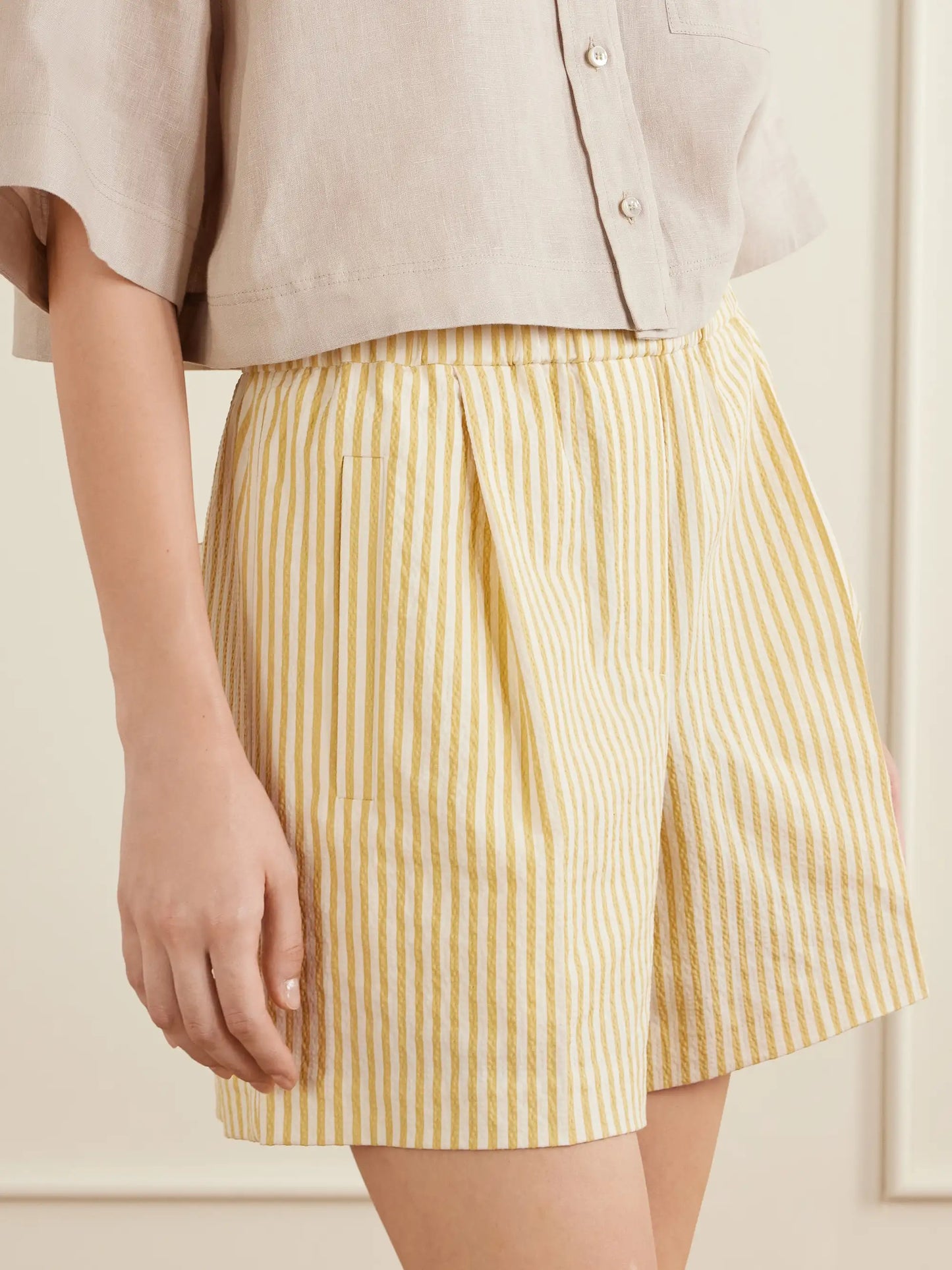 Striped Cotton-blend Shorts
