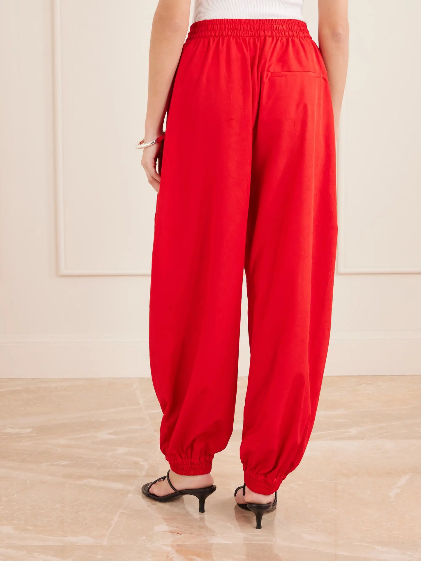 Crinkled Cotton-blend Balloon Pants