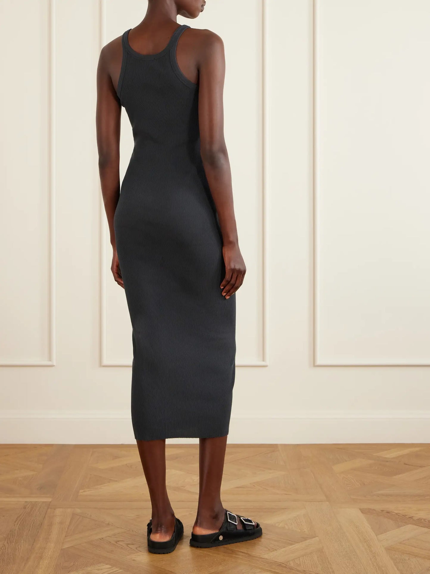 Tubular Ribbed Cotton Midi Dress