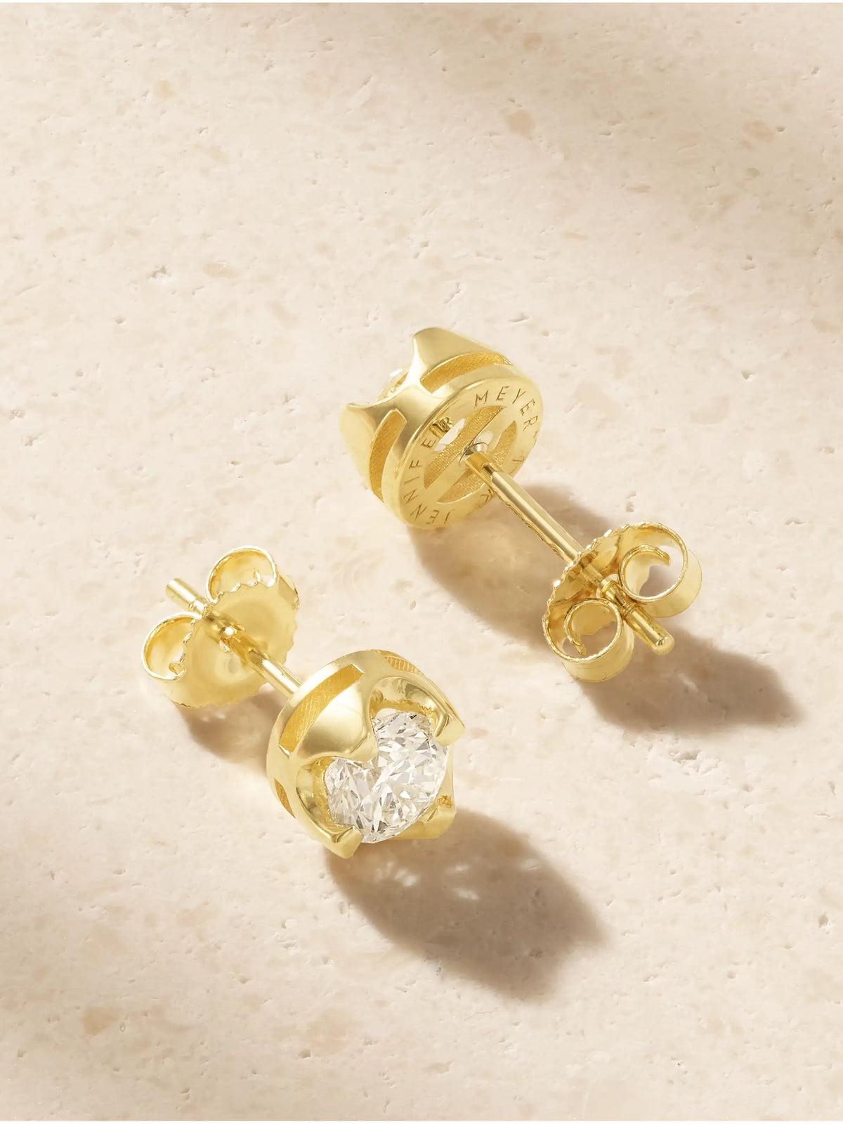 Jennifer Meyer Illusion Medium 18-karat Gold Diamond Stud Earrings