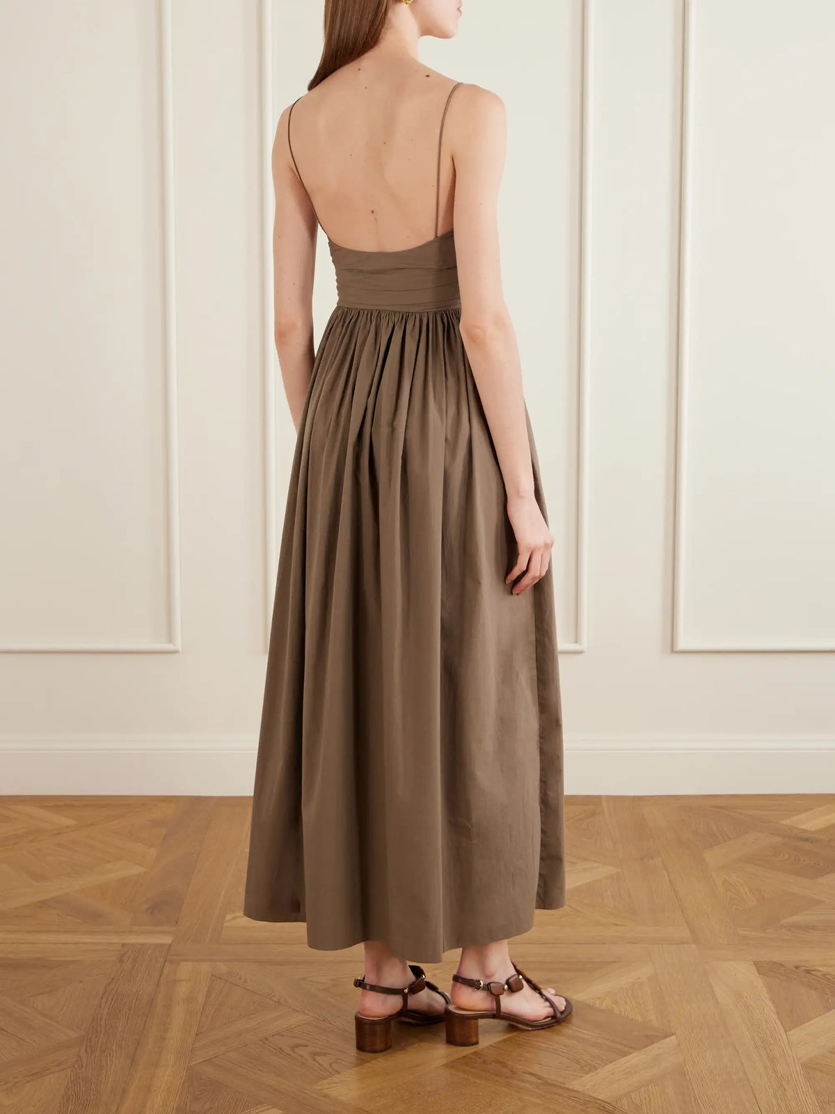 Matteau Gathered Organic Cotton-poplin Midi Dress