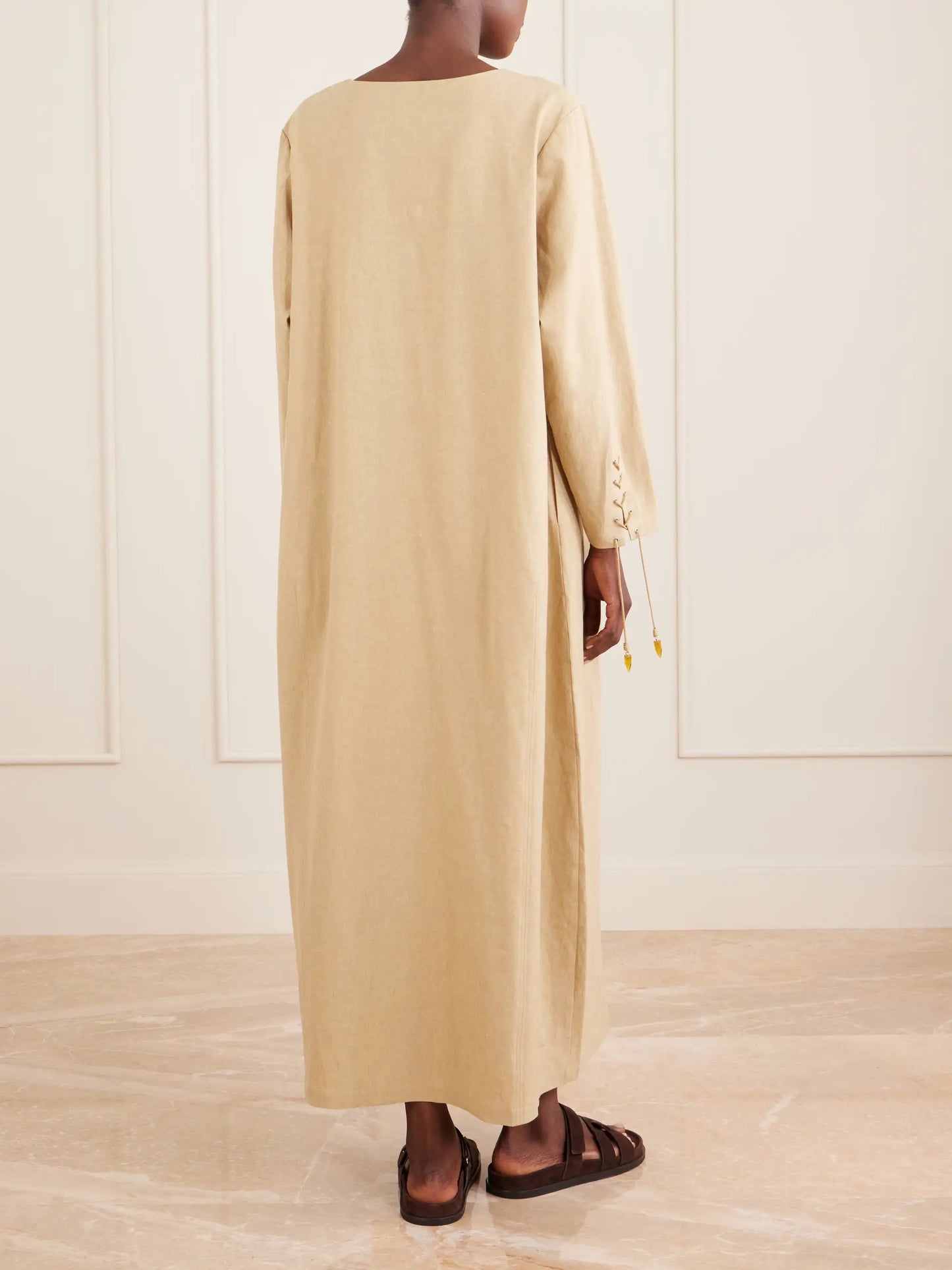 Lace-up Linen-blend Kaftan