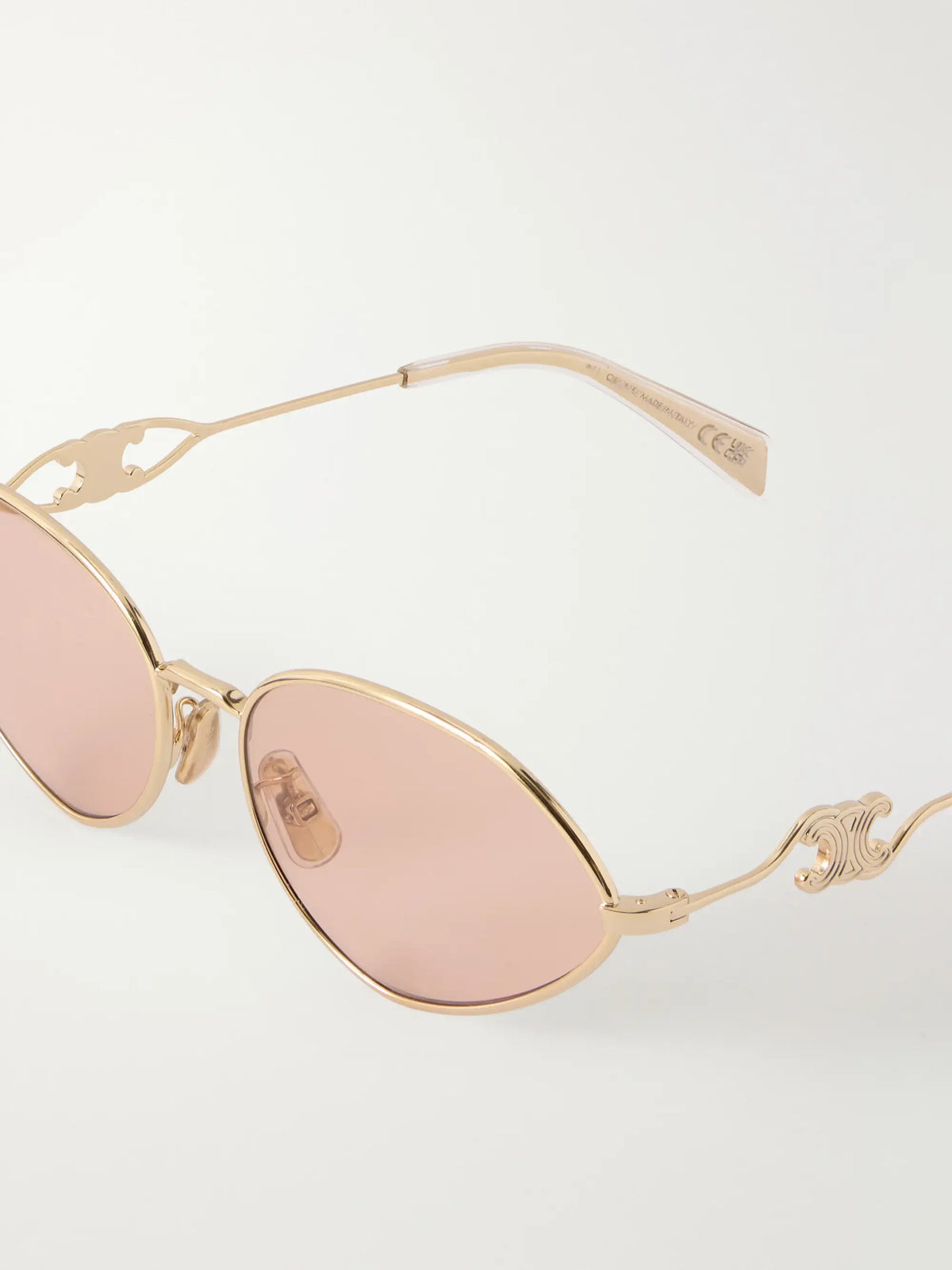 CELINE Eyewear Wire 01 Oval-frame Gold-tone Sunglasses
