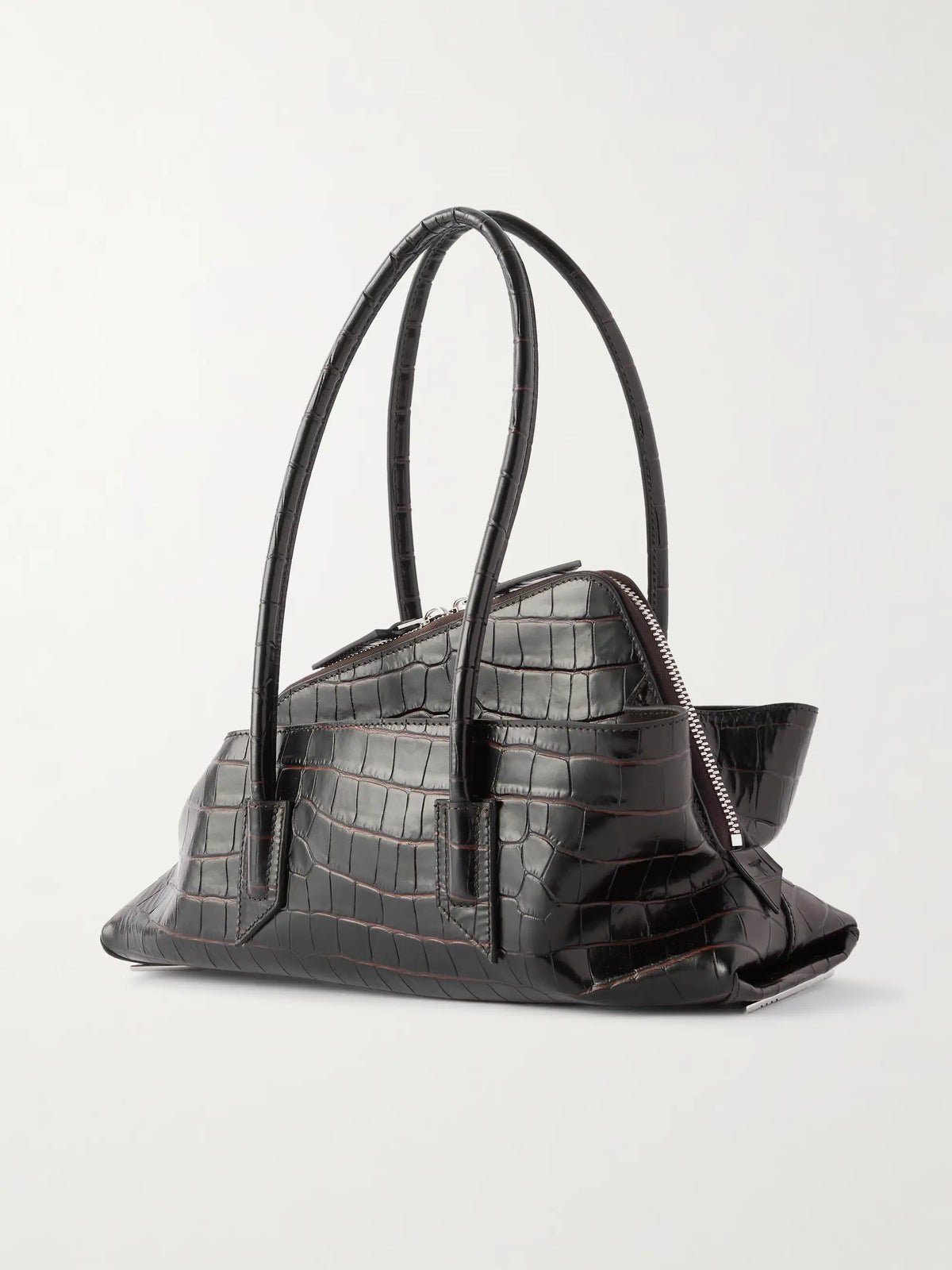 La Passeggiata Small Asymmetric Croc-effect Leather Tote