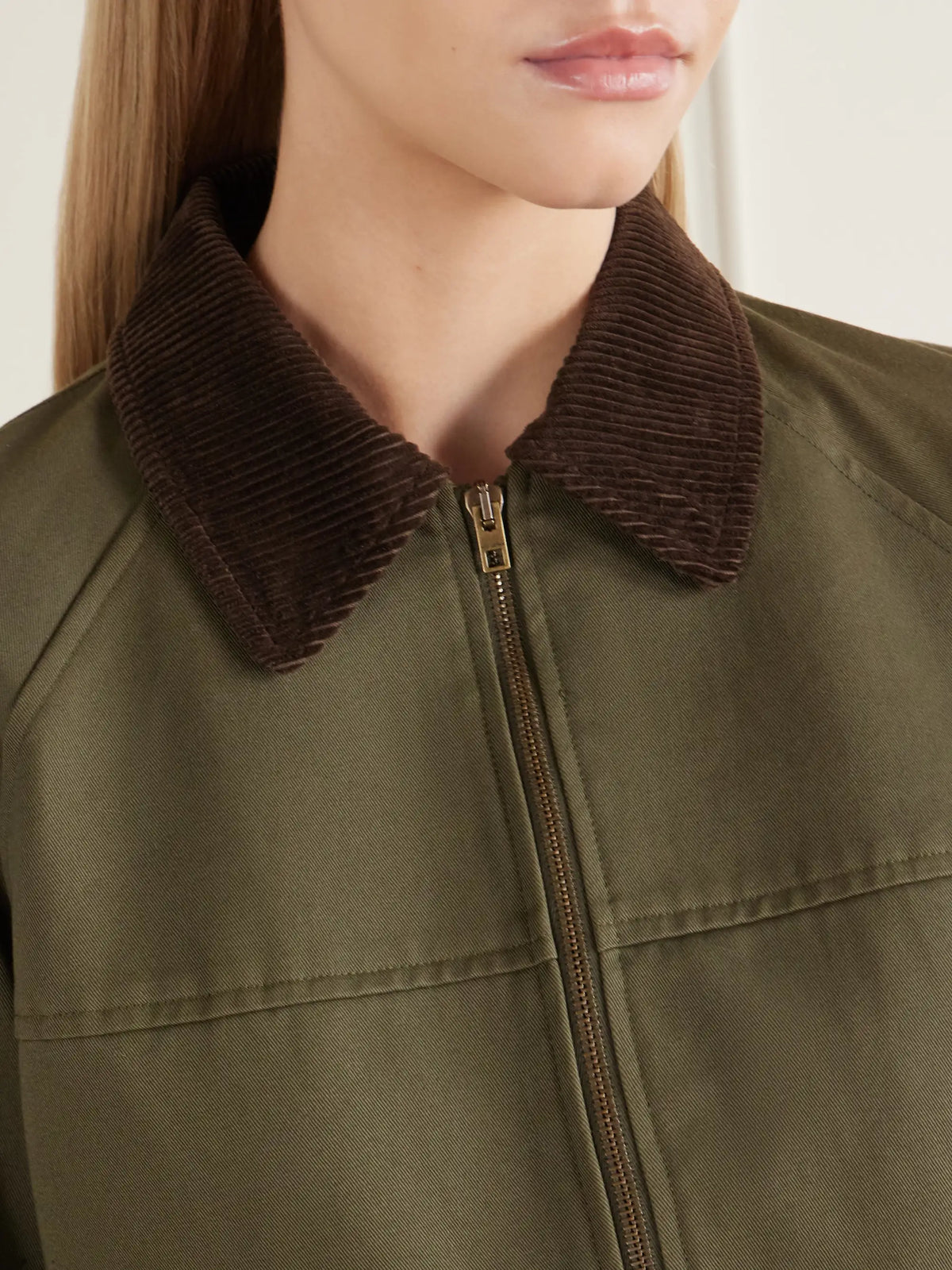 Nili Lotan Victor Corduroy-trimmed Cotton-twill Jacket