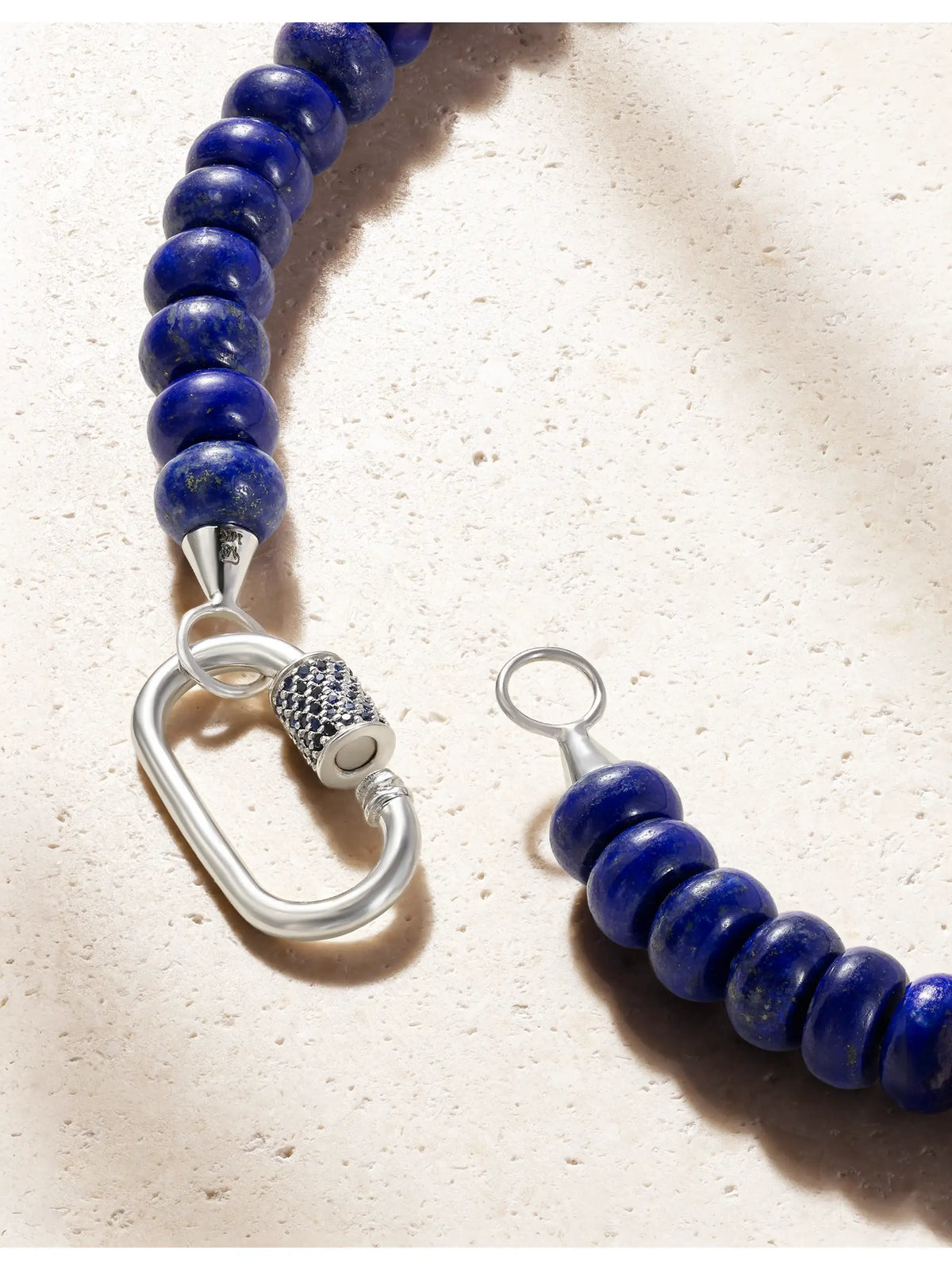 Marla Aaron Rondelle Strand + Stoned Medium Lock 14-karat White Gold, Sapphire And Turquoise Necklace