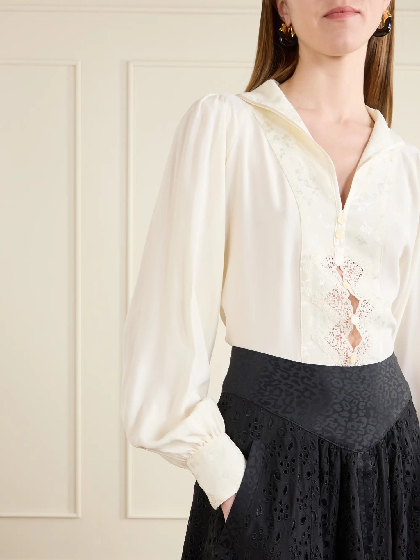 Lula Lace-trimmed Silk Blouse
