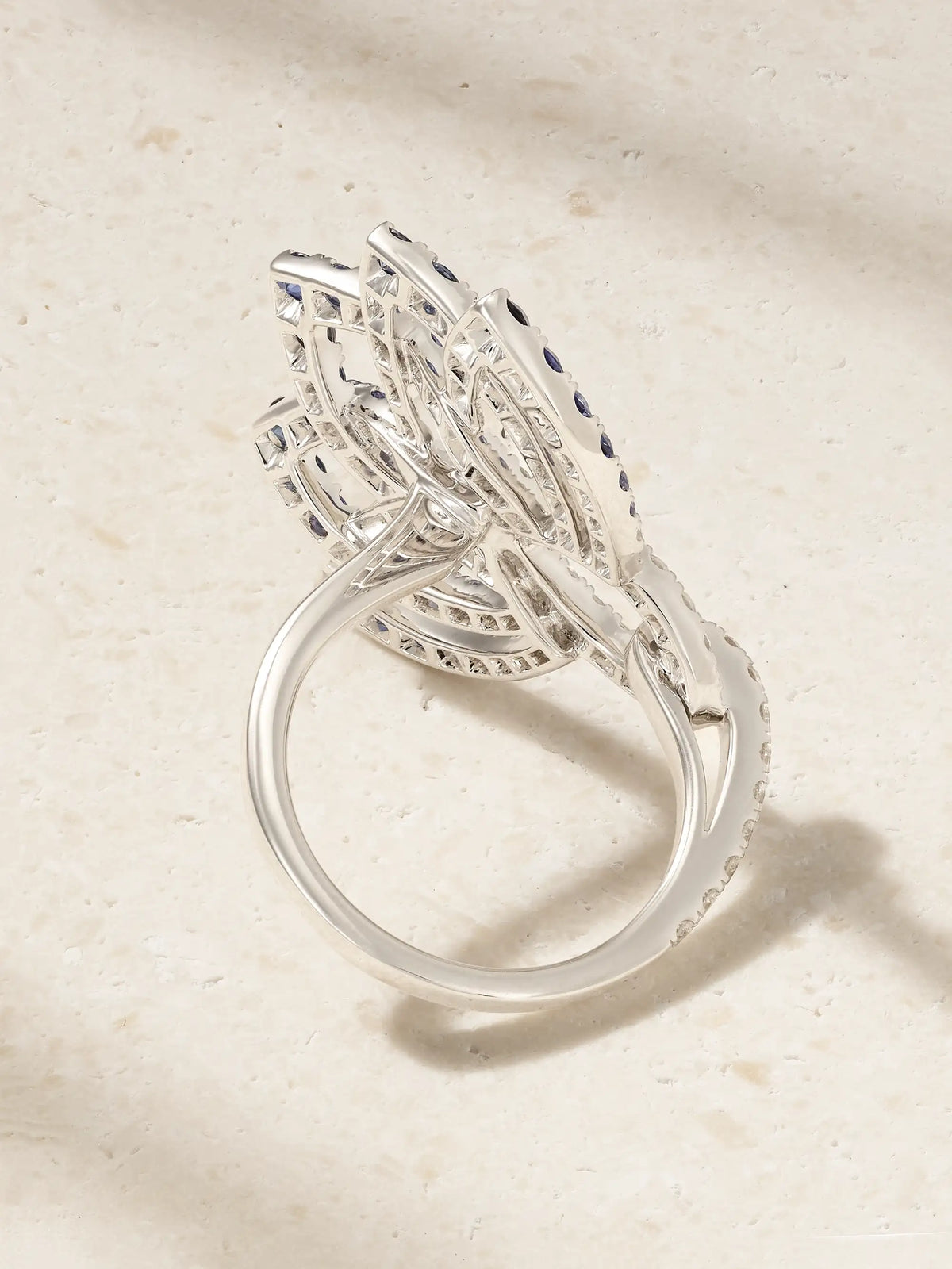 Lotus Flower 18-karat White Gold, Sapphire And Diamond Ring