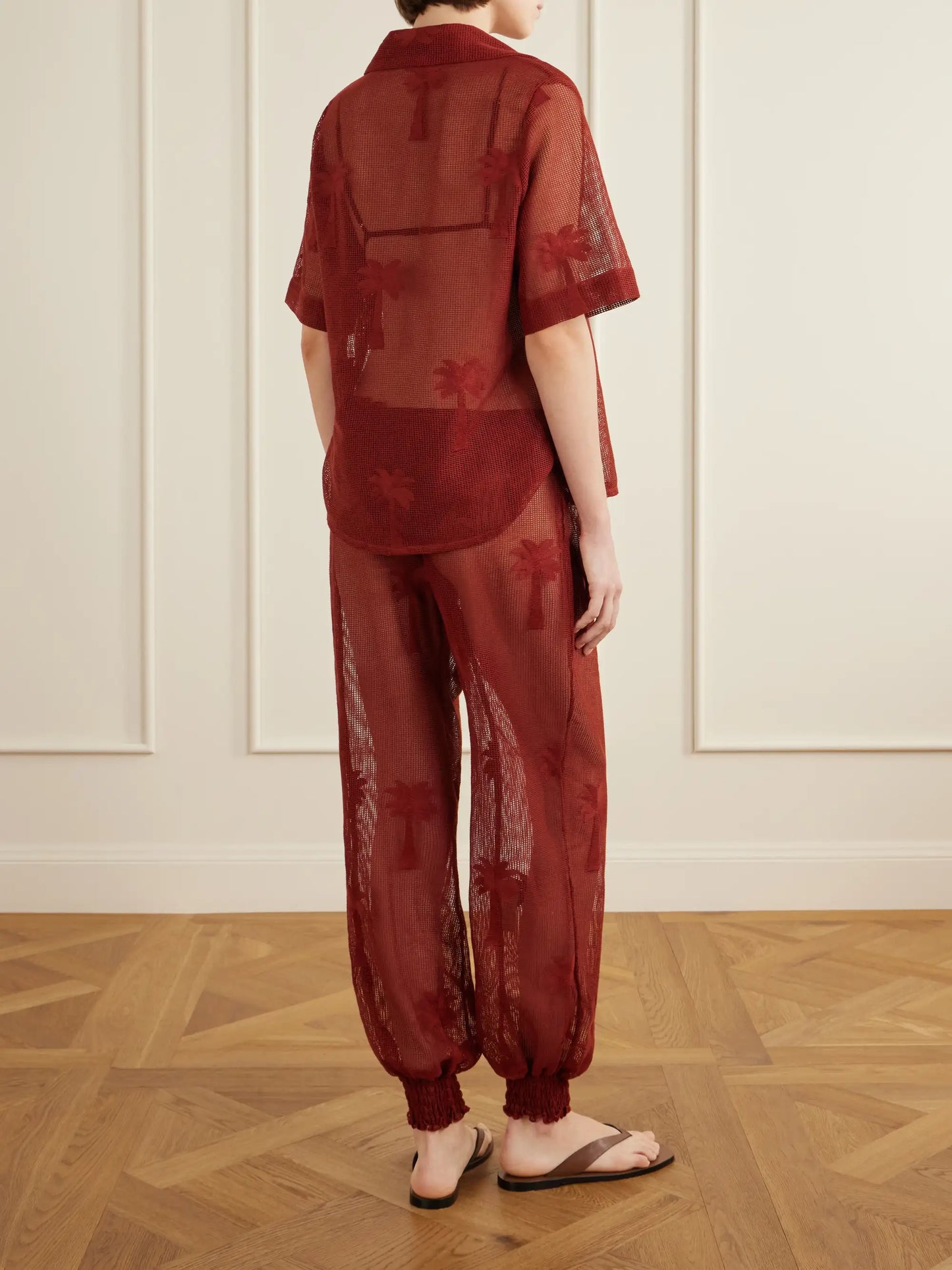 Marsala Salty Cotton-blend Mesh Shirt