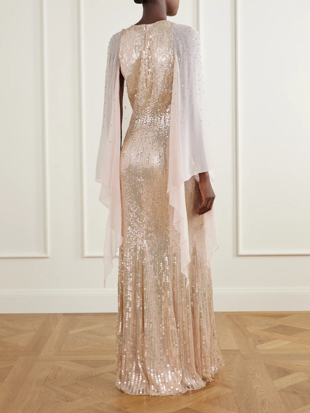 Jenny Packham Lyrical Sequin-embellished Chiffon Gown