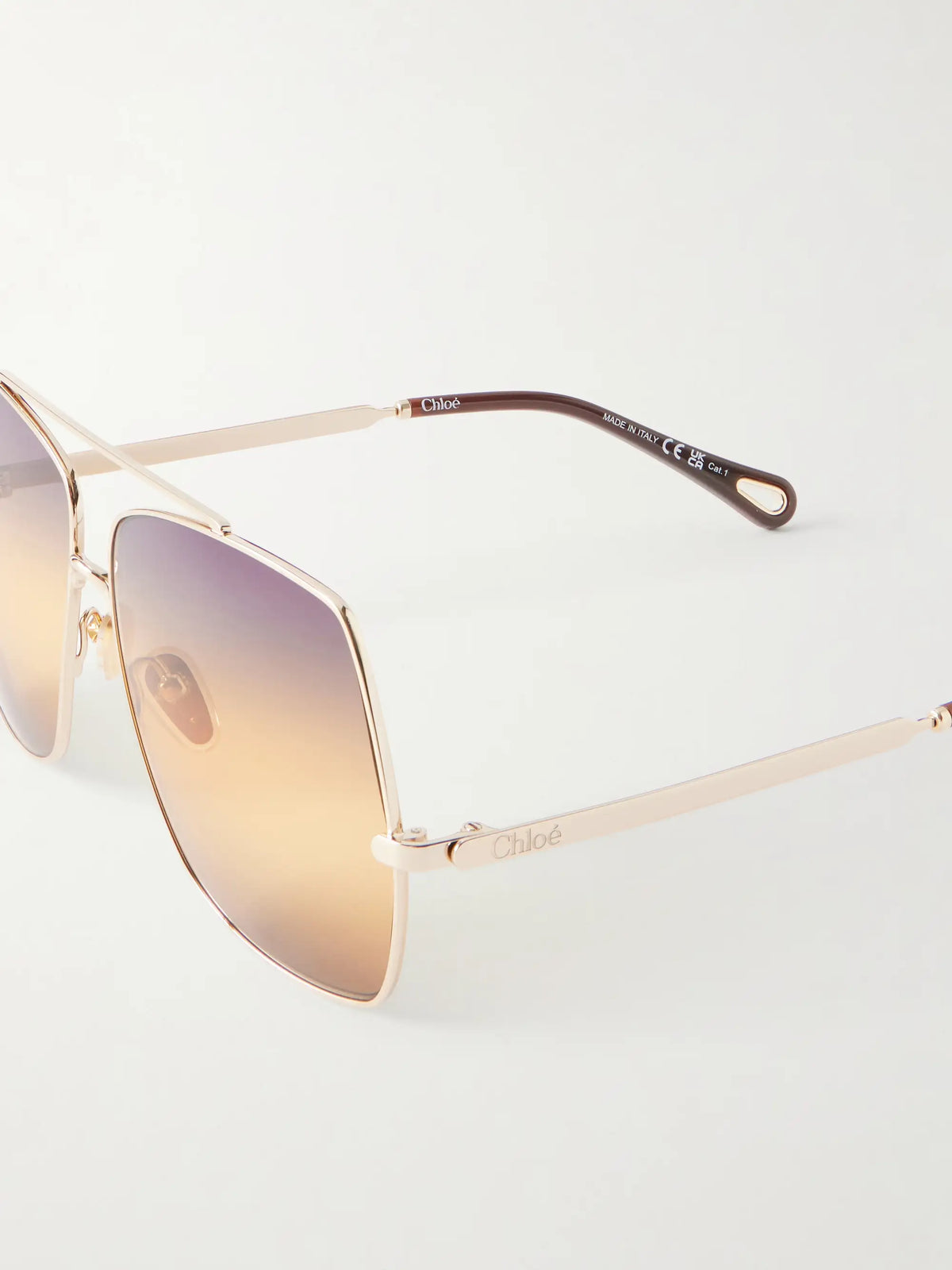 Chloé Aly Square-frame Gold-tone Sunglasses