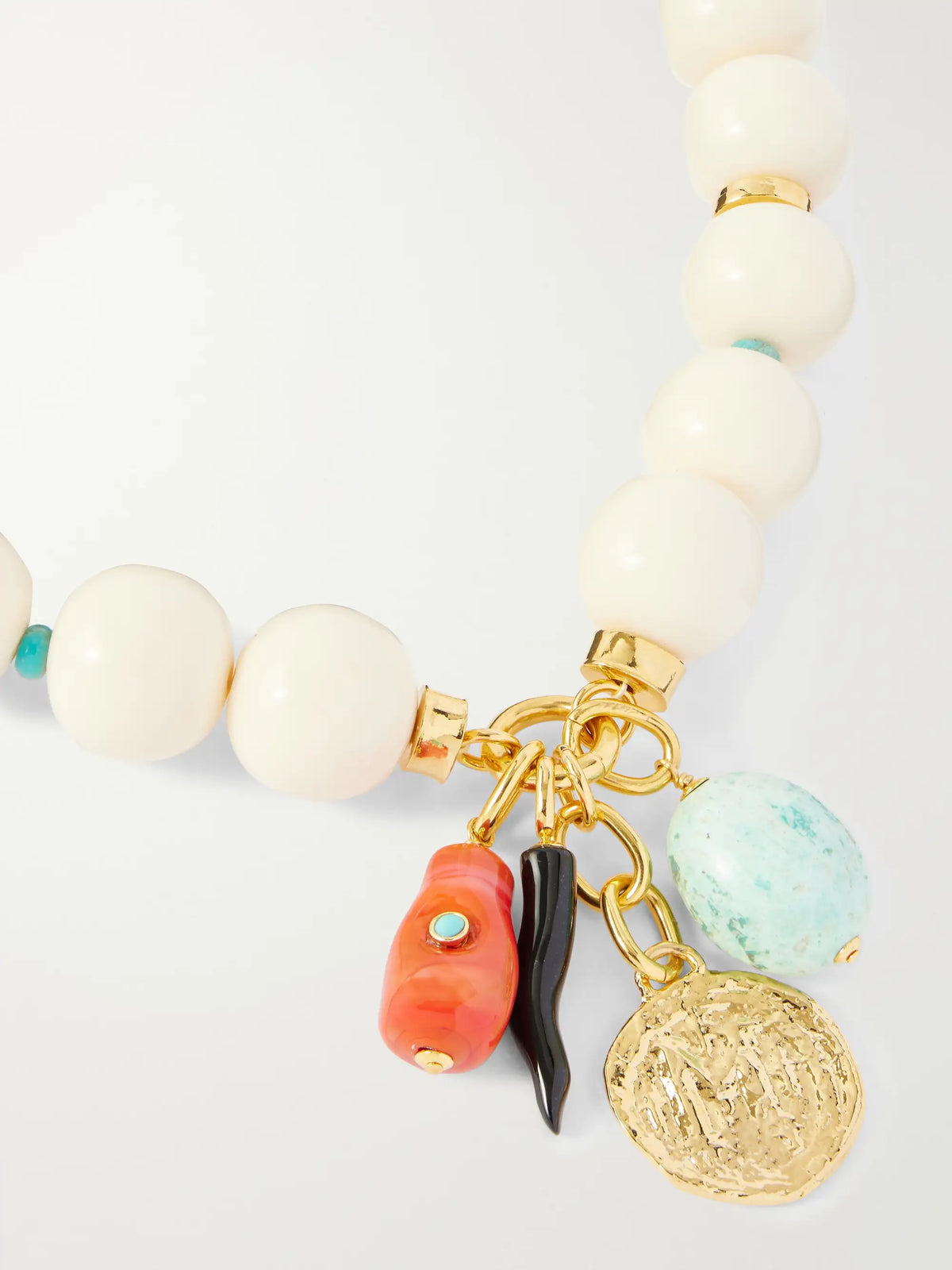 Blanca Gold-tone, Turquoise And Agate Beaded Necklace