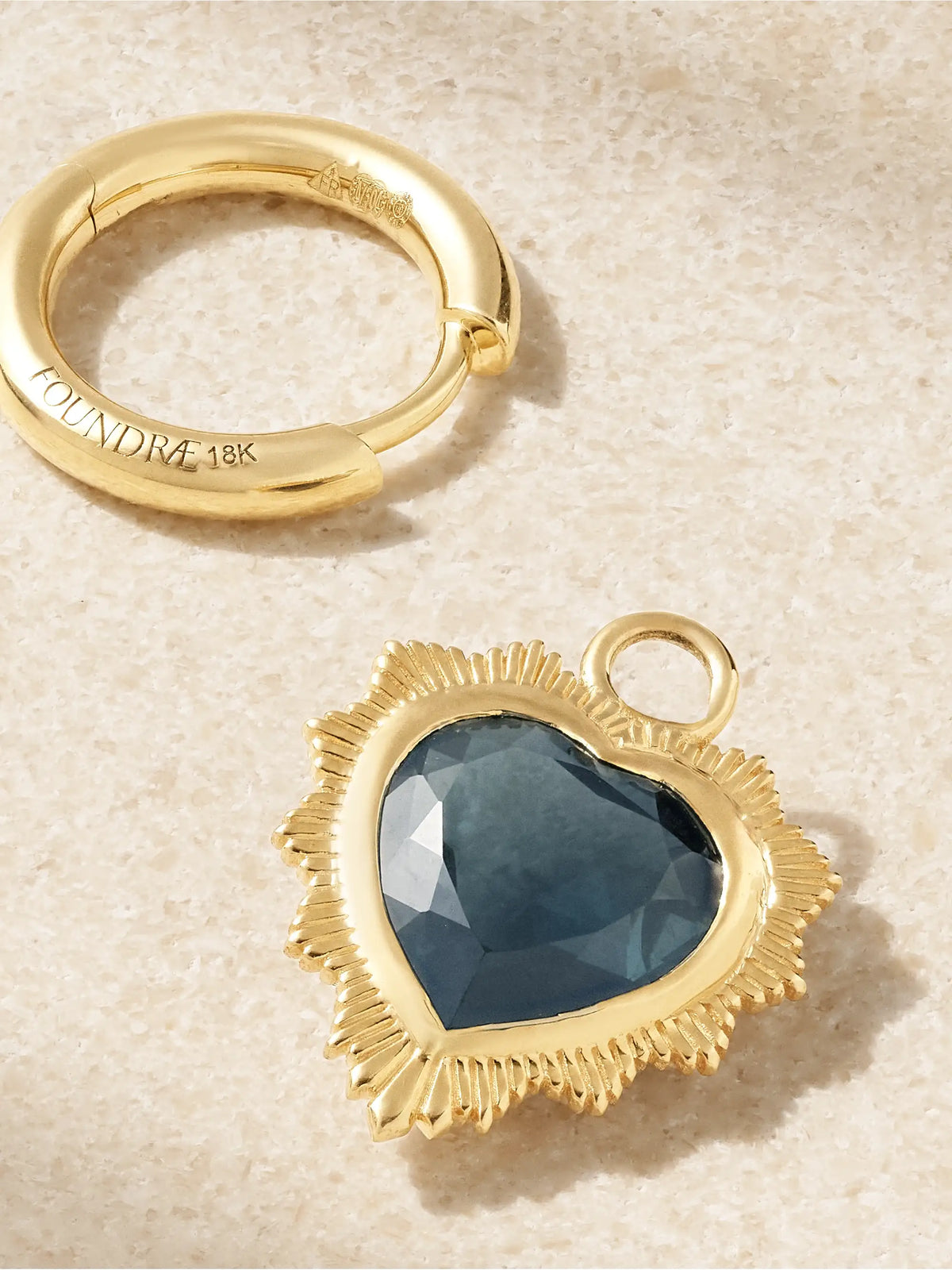 Gemstone Heart 18-karat Gold Topaz Single Hoop Earring