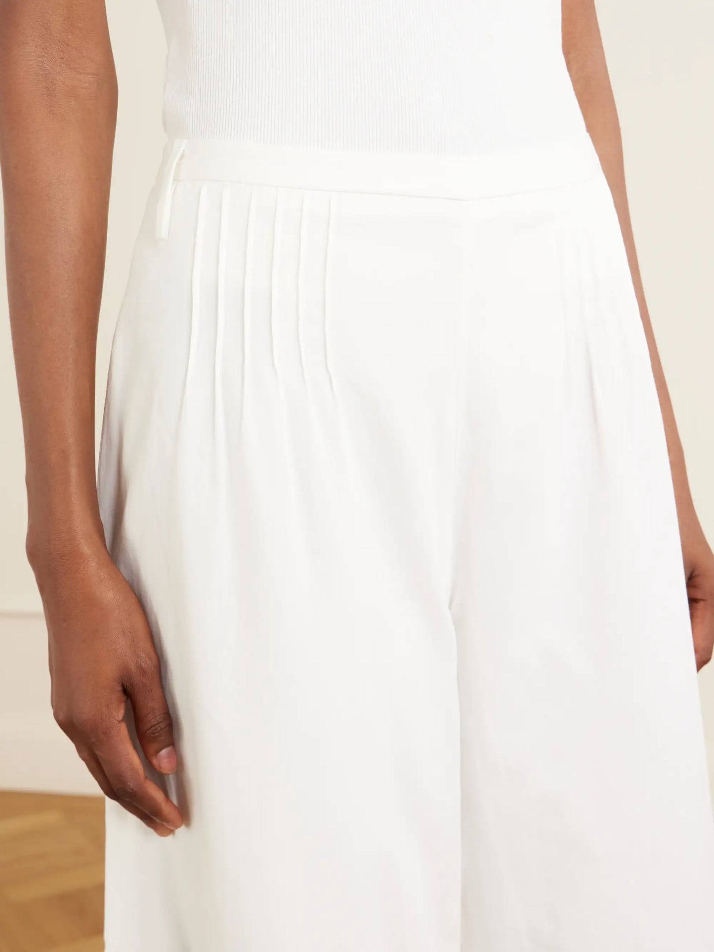Beatrice Pintucked Cotton Wide-leg Pants