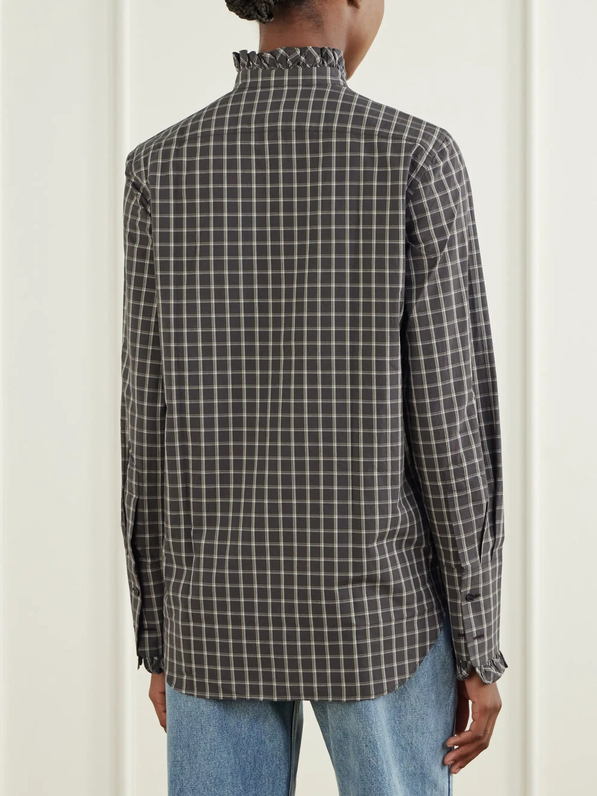 Nili Lotan Elio Ruffle-trimmed Checked Cotton Shirt