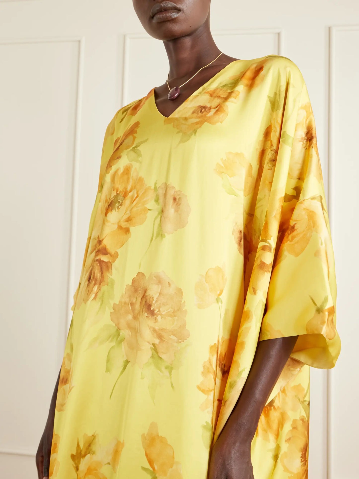 Floral-print Satin Gown