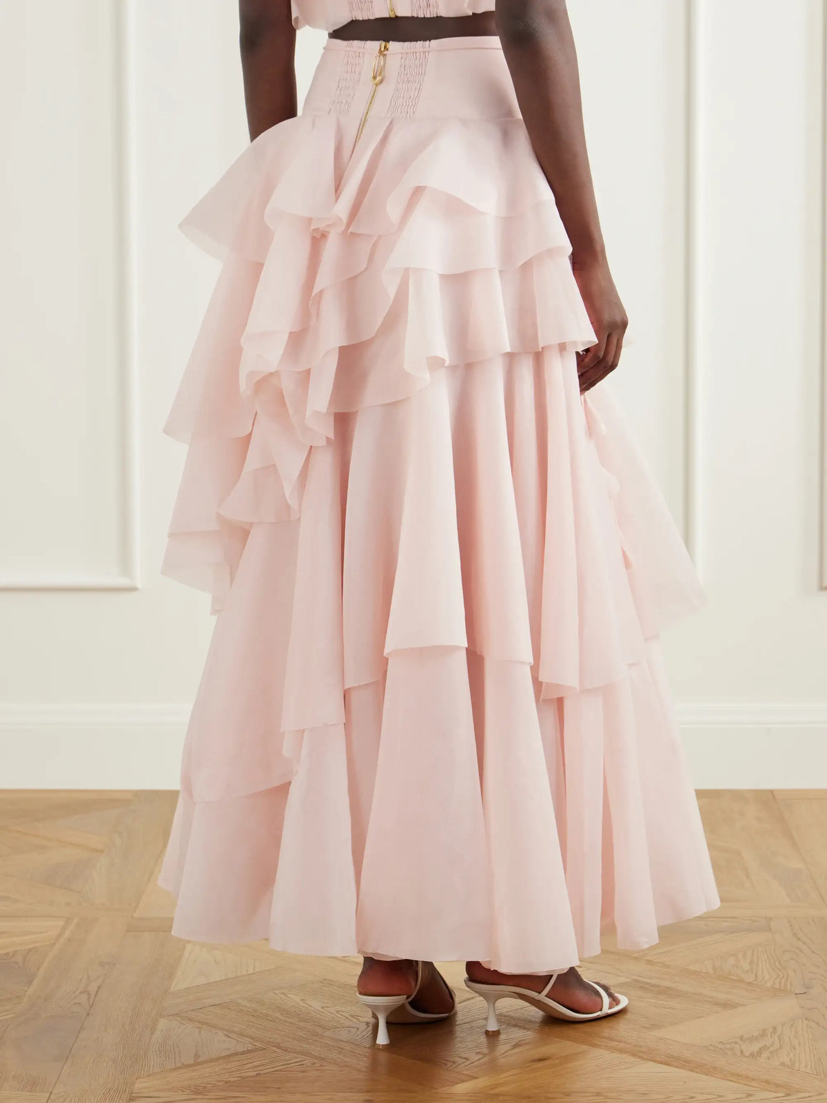 Aje Villa Ruffled Organza Midi Skirt