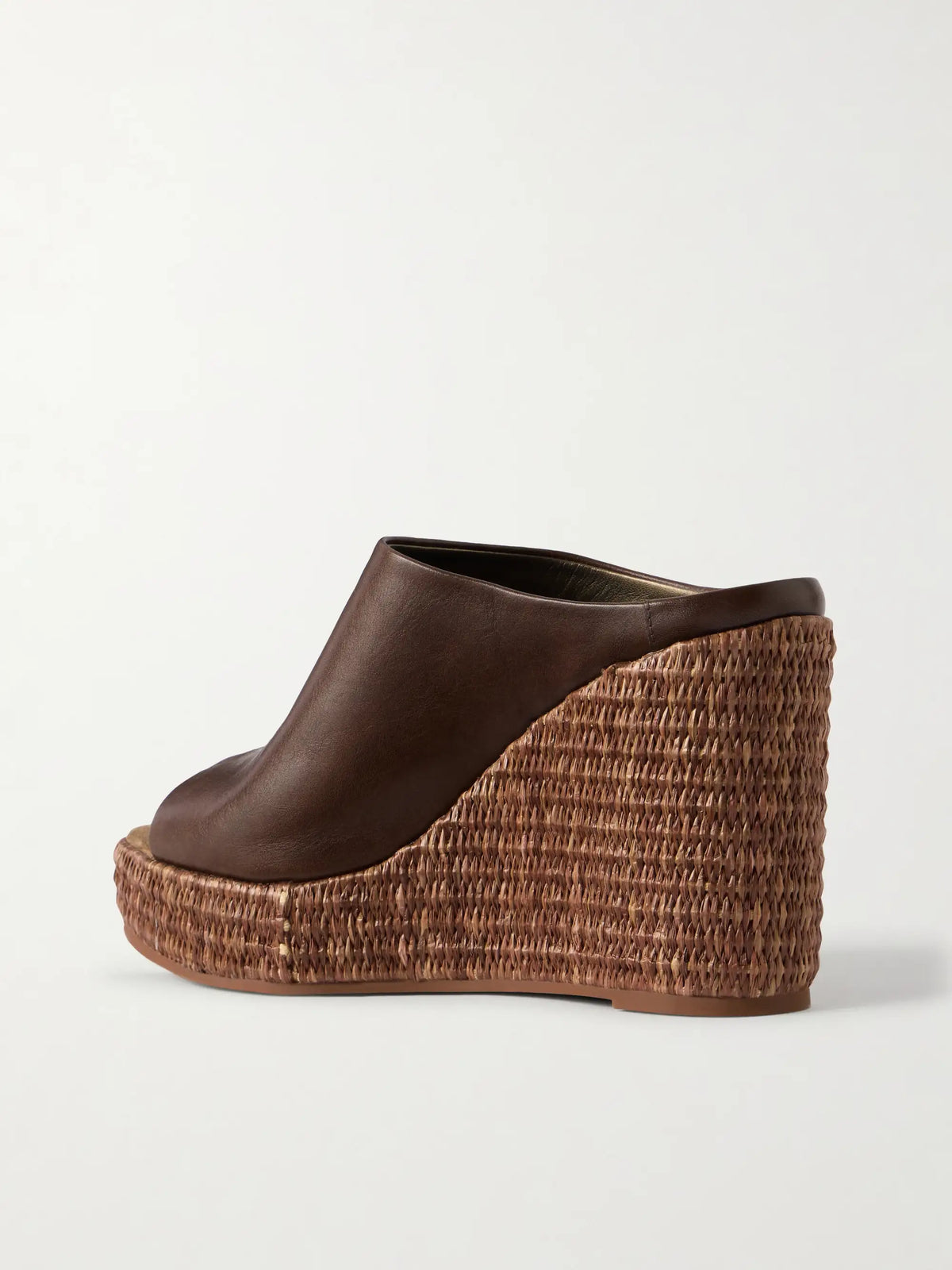 Leather Platform Wedge Espadrille Sandals