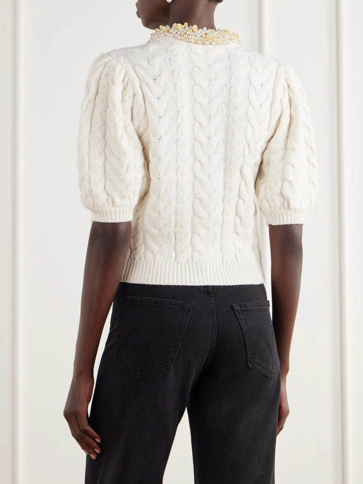 Ulla Johnson Olivia Cable-knit Bead-embellished Wool And Cashmere-blend Cardigan