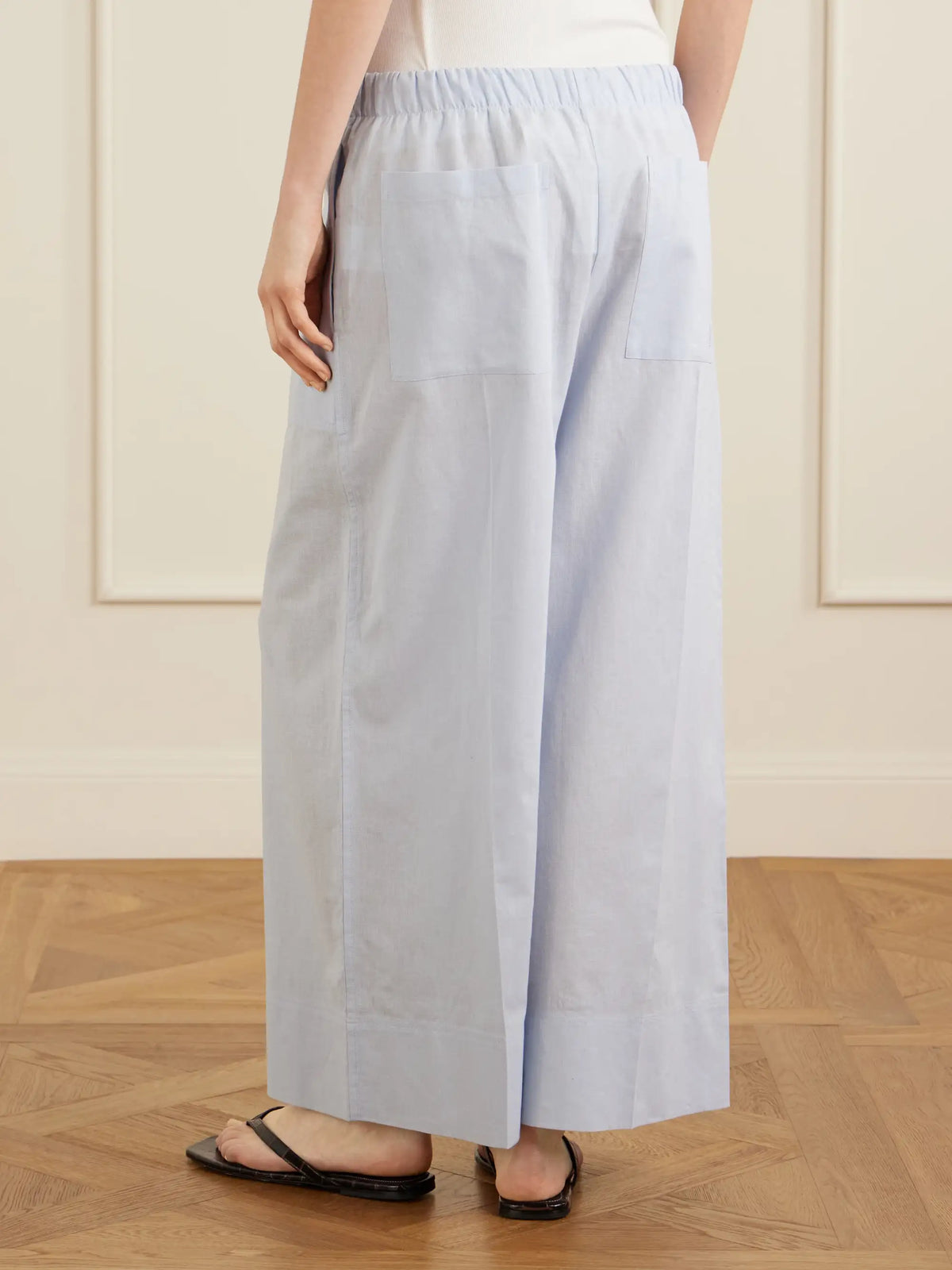 Cotton And Linen-blend Wide-leg Pants