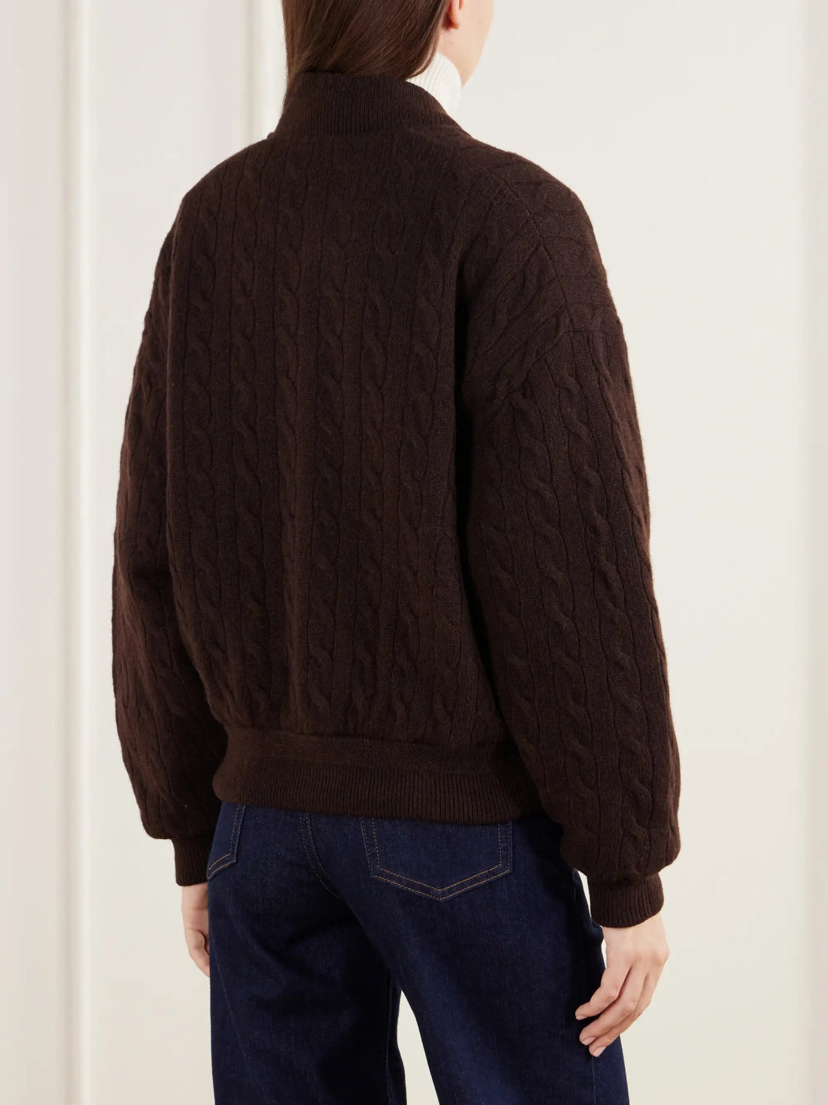 Polo Ralph Lauren Logo-embroidered Cable-knit Wool And Cashmere-blend Bomber Jacket