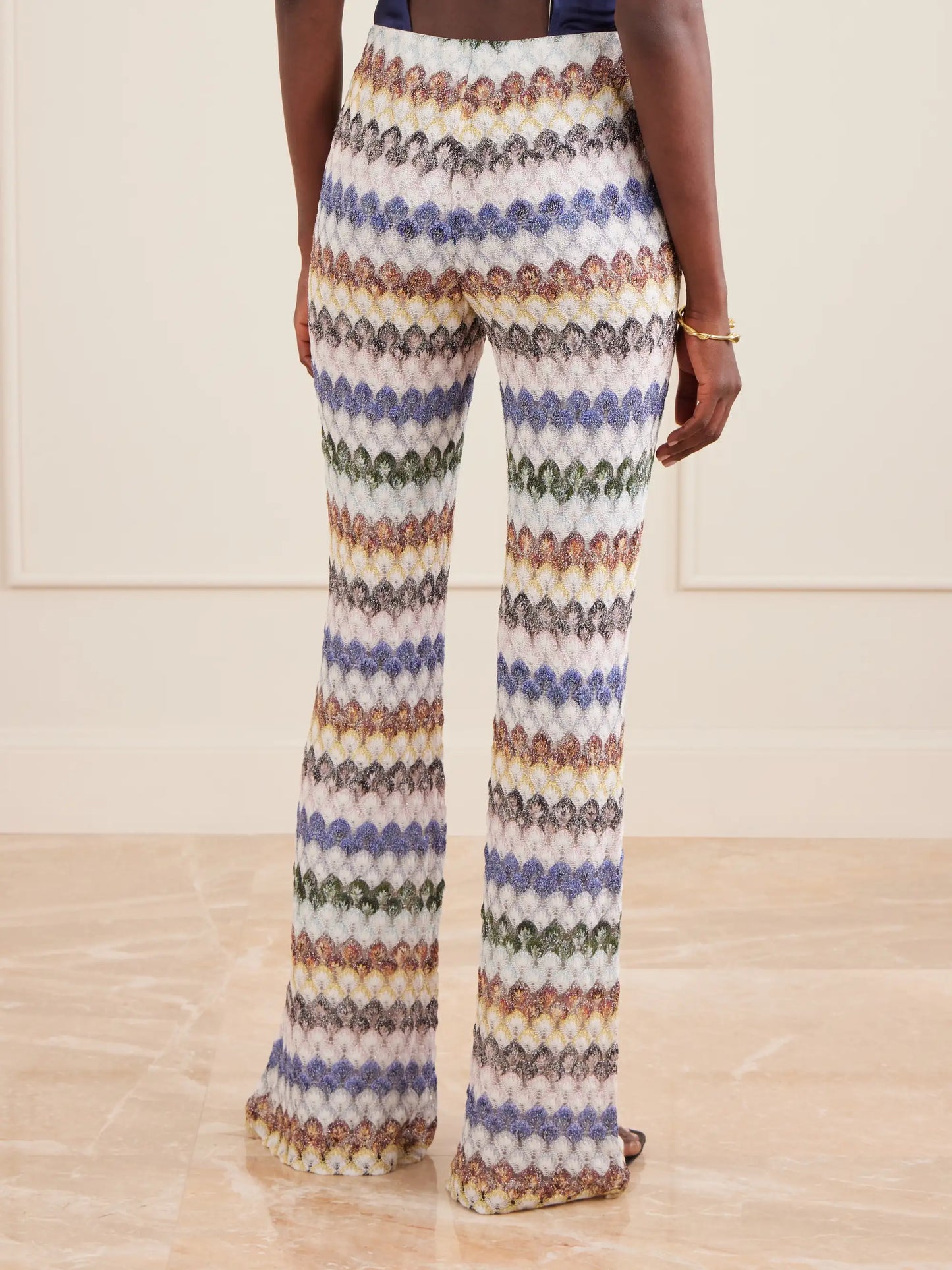 Embellished Crochet-knit Flared Pants