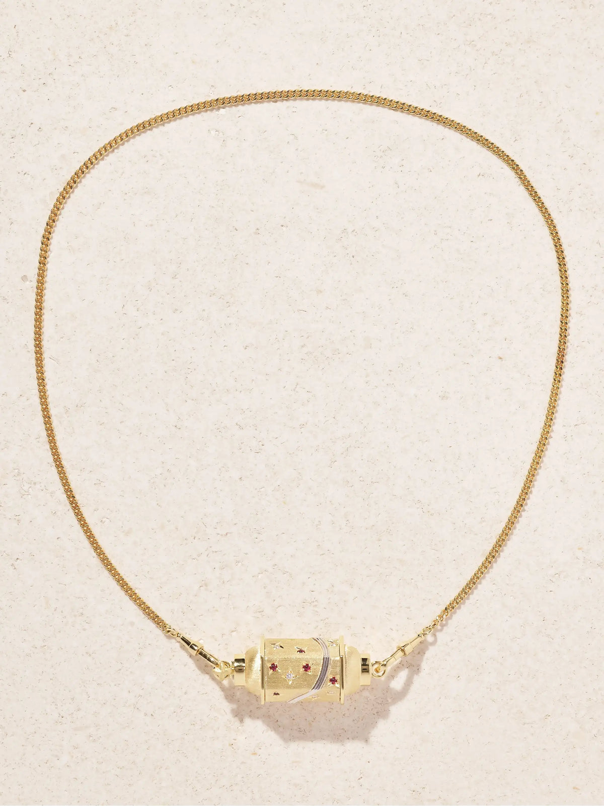 Milky Way Gourmette 18-karat Gold, Rhodium, Ruby And Diamond Necklace