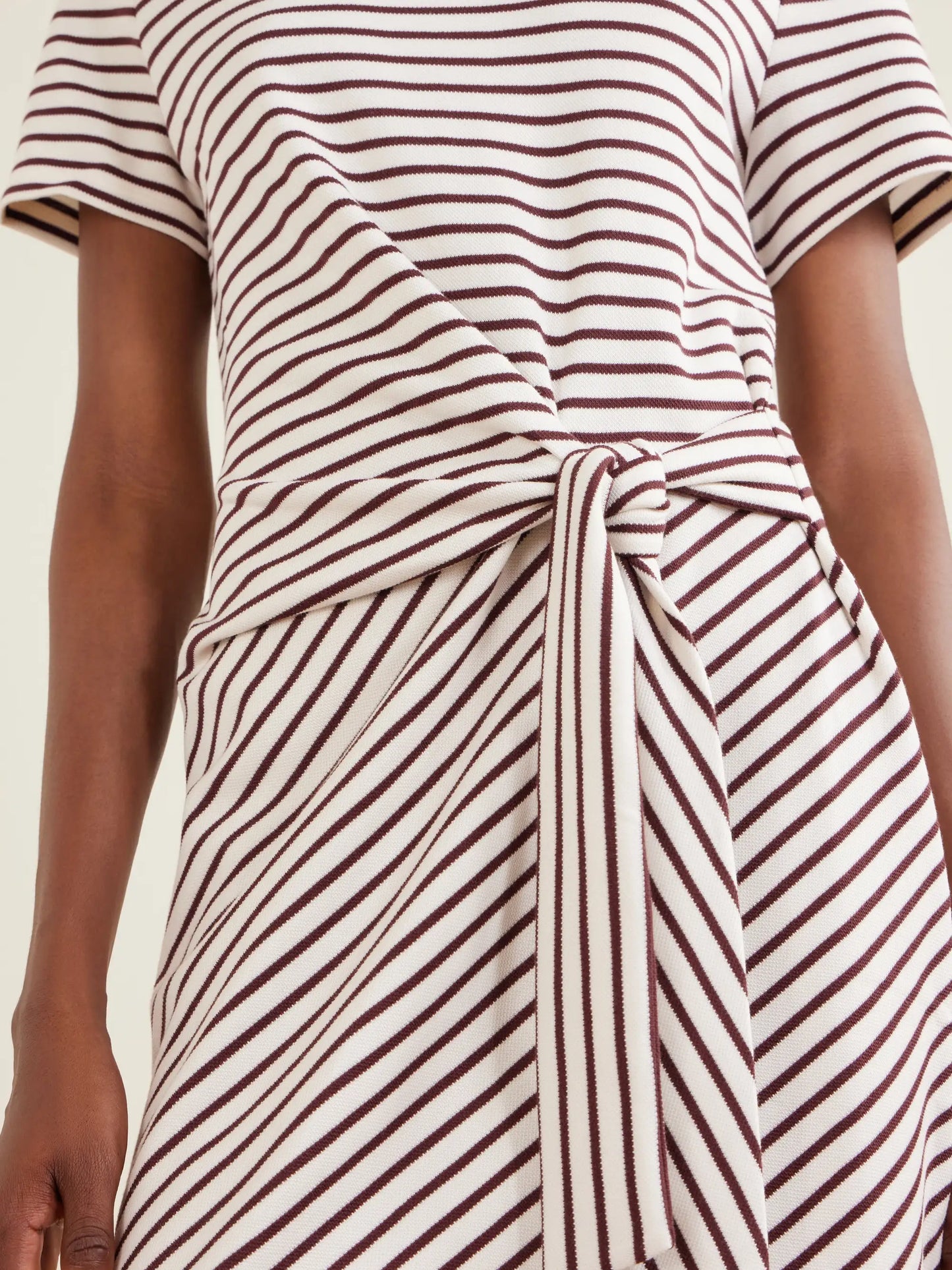 Elvaris Striped Knotted Jersey Mini Dress
