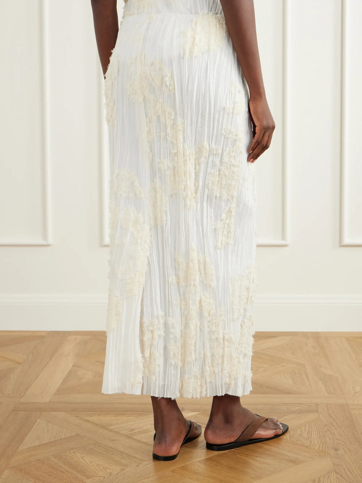 KALLMEYER Esse Embellished Pleated Voile Cotton And Silk-blend Midi Skirt