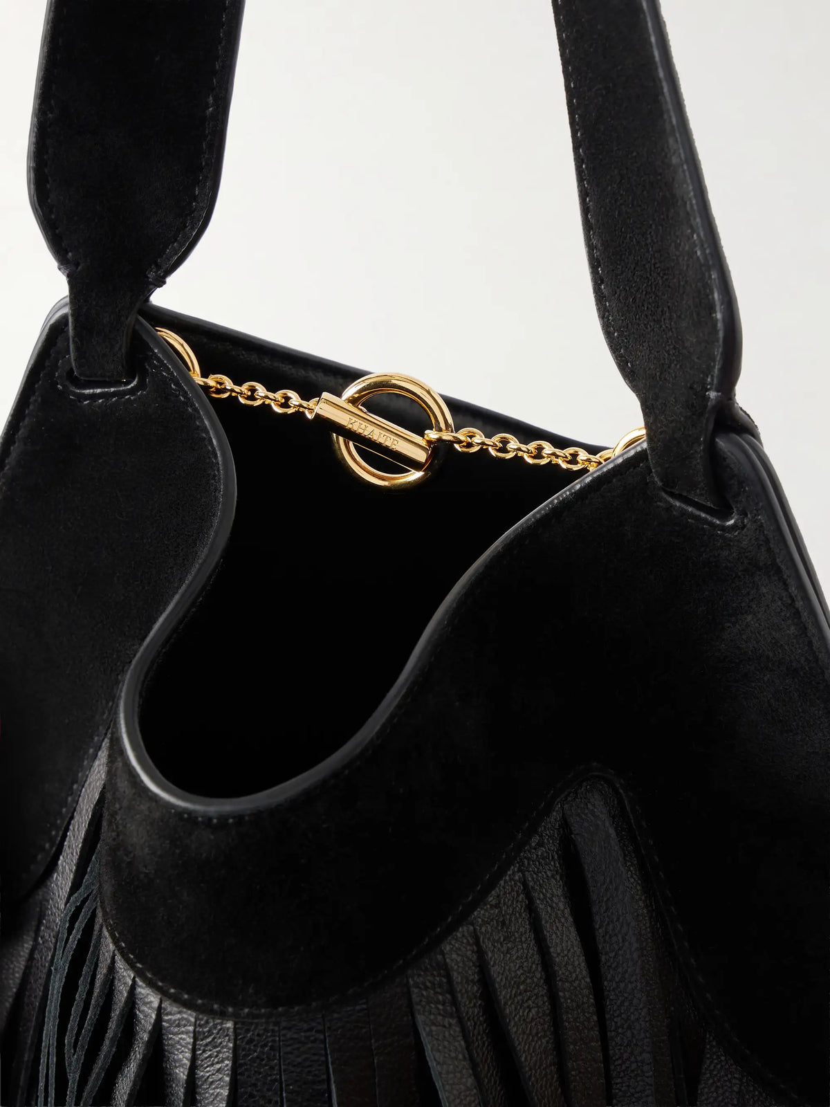 Lotus Fringed Leather Tote Bag