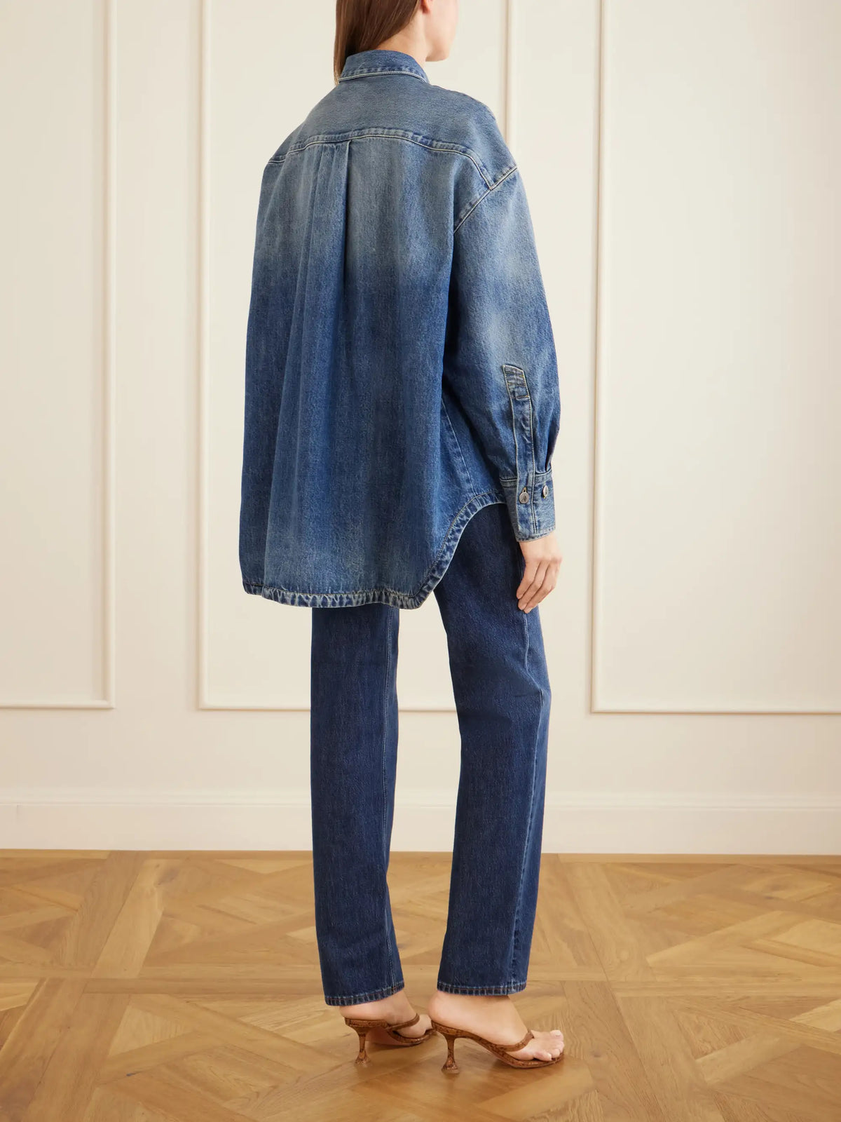 Logo-embroidered Washed Denim Jacket
