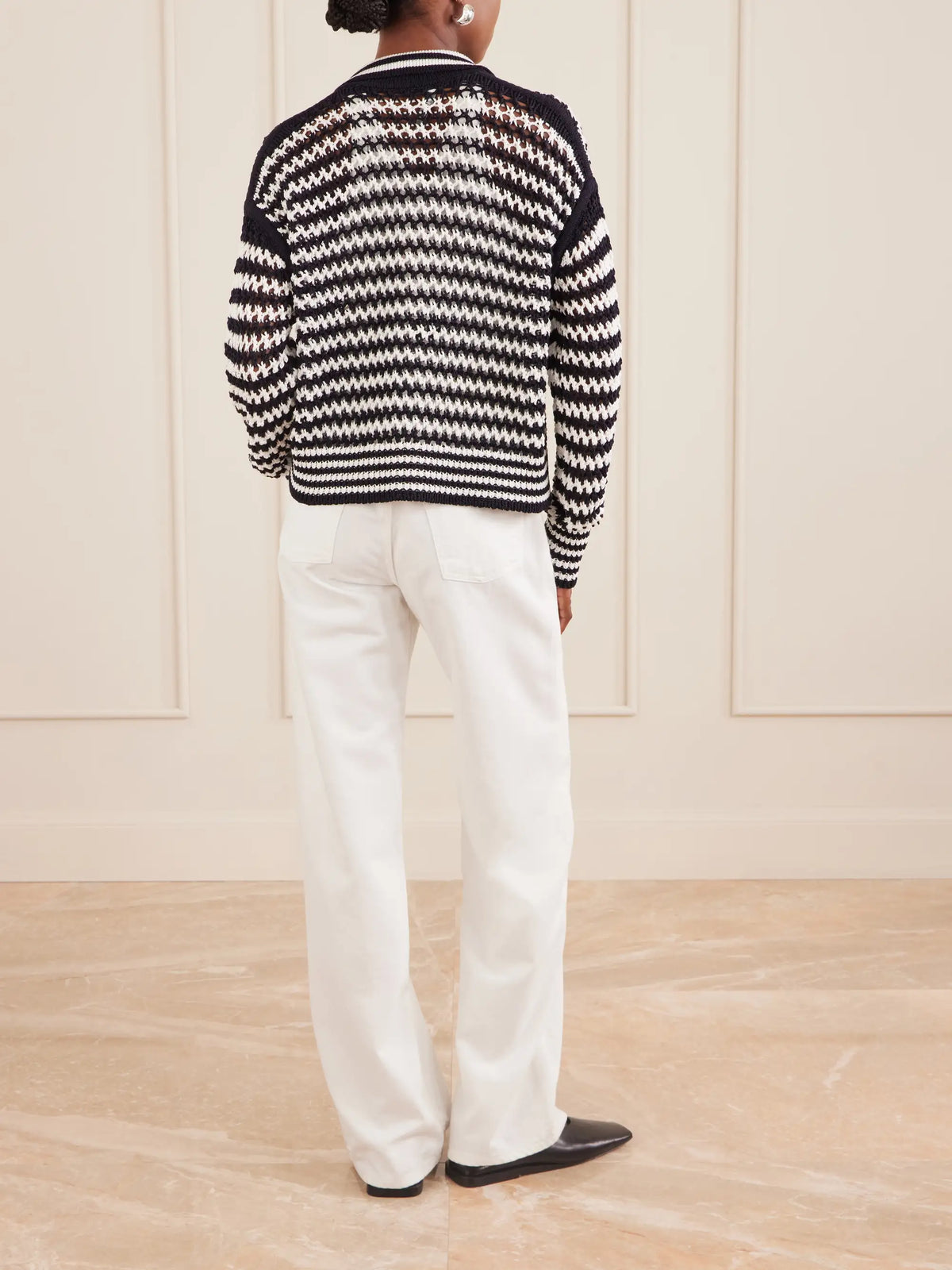 Striped Crocheted Cotton Cardigan