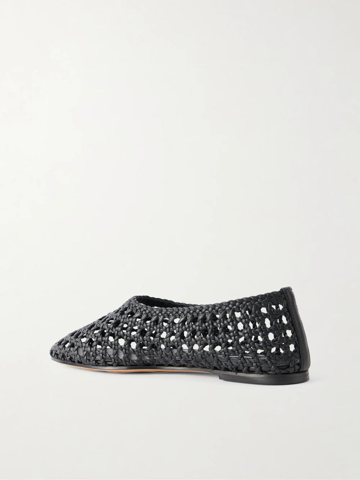 High Throat Woven Leather Ballet Flats