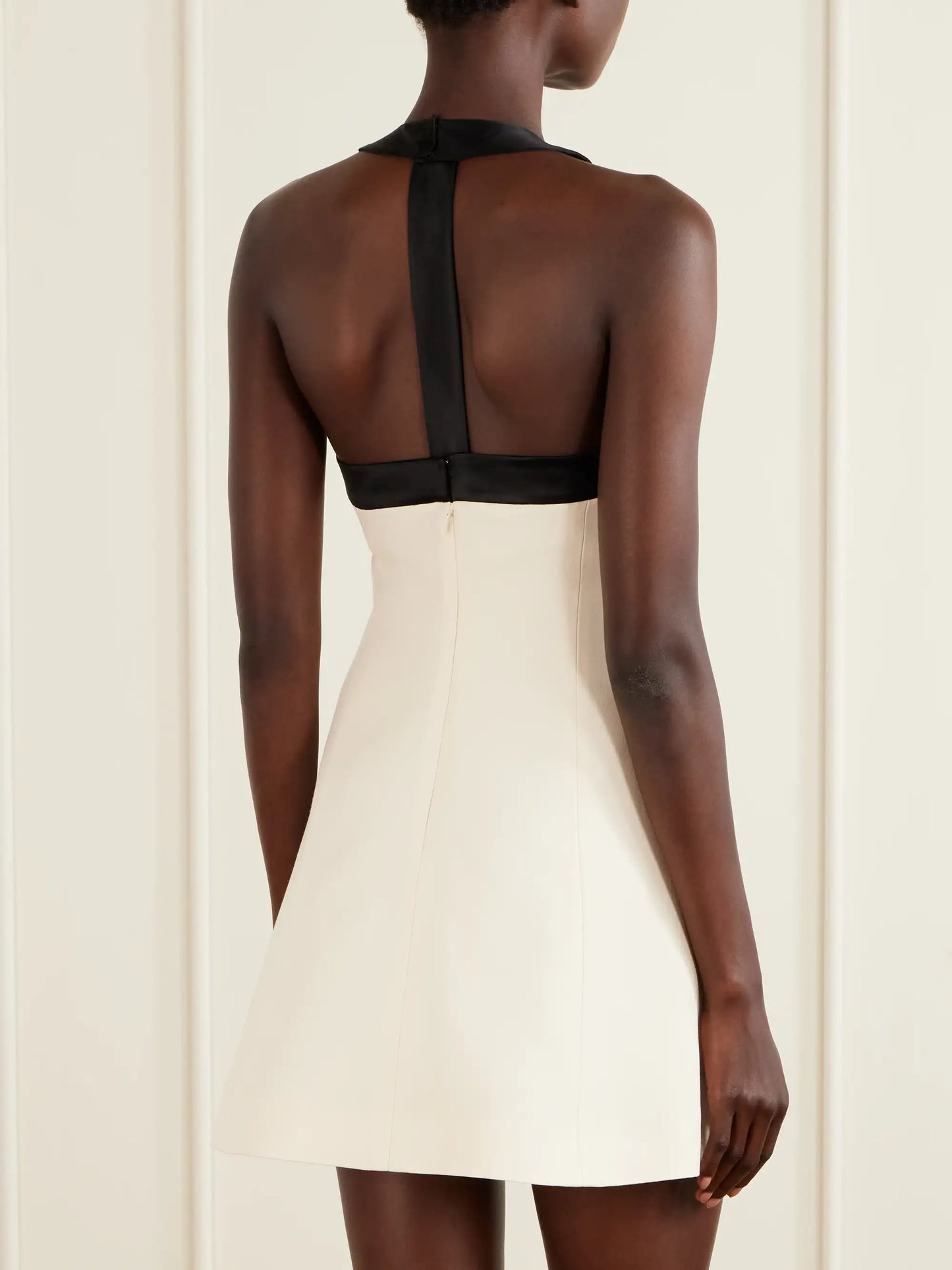 Bow-detailed Satin-trimmed Wool And Silk-blend Crepe Mini Dress