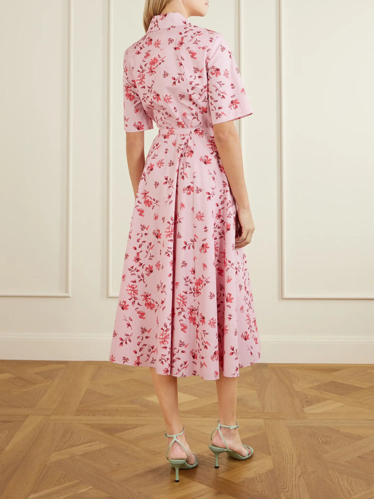 Rubie Belted Floral-print Organic Cotton-poplin Midi Dress